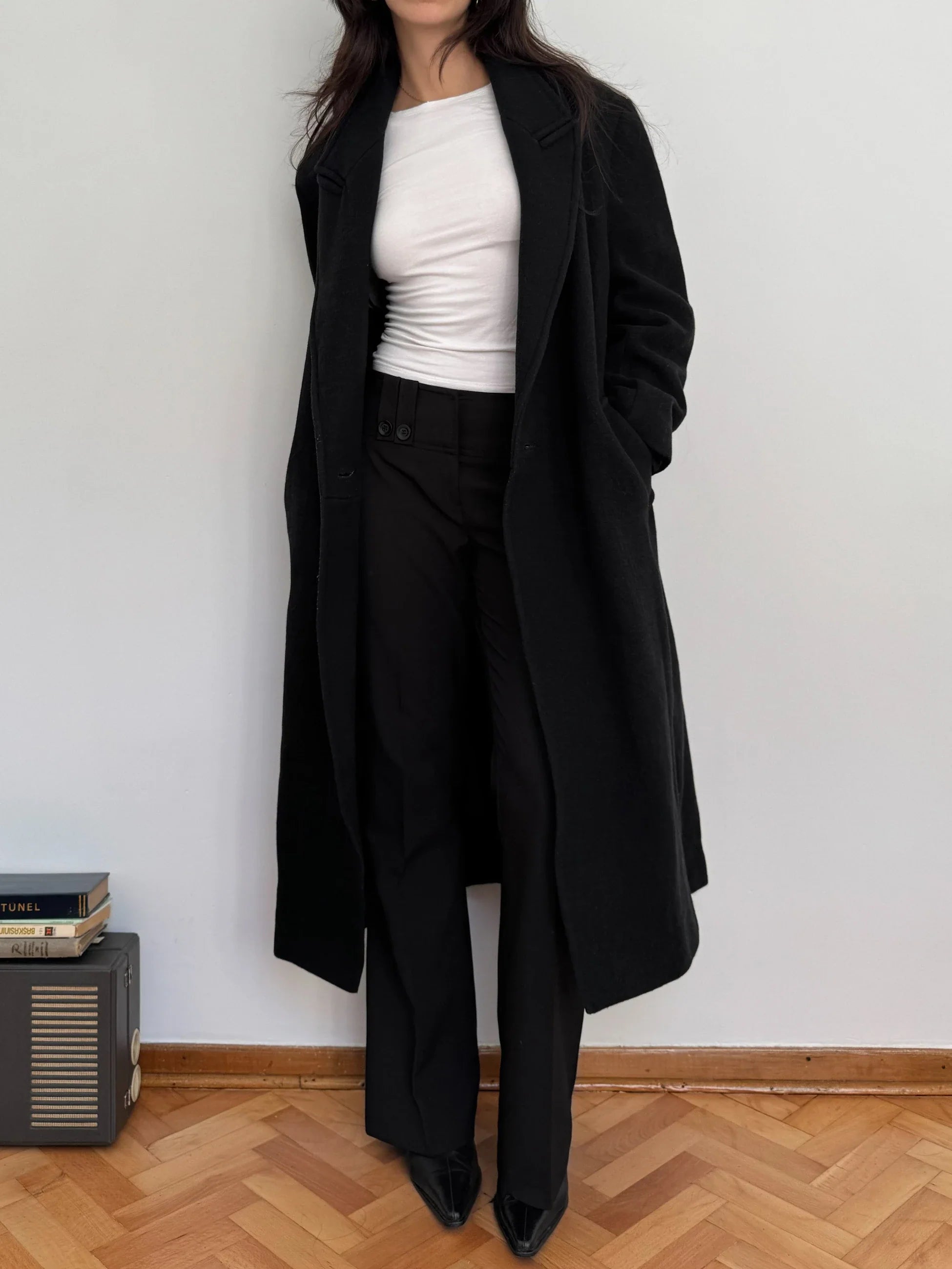 Black Wool Blend Coat