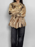 Soft Textured Patchwork Fur Coat