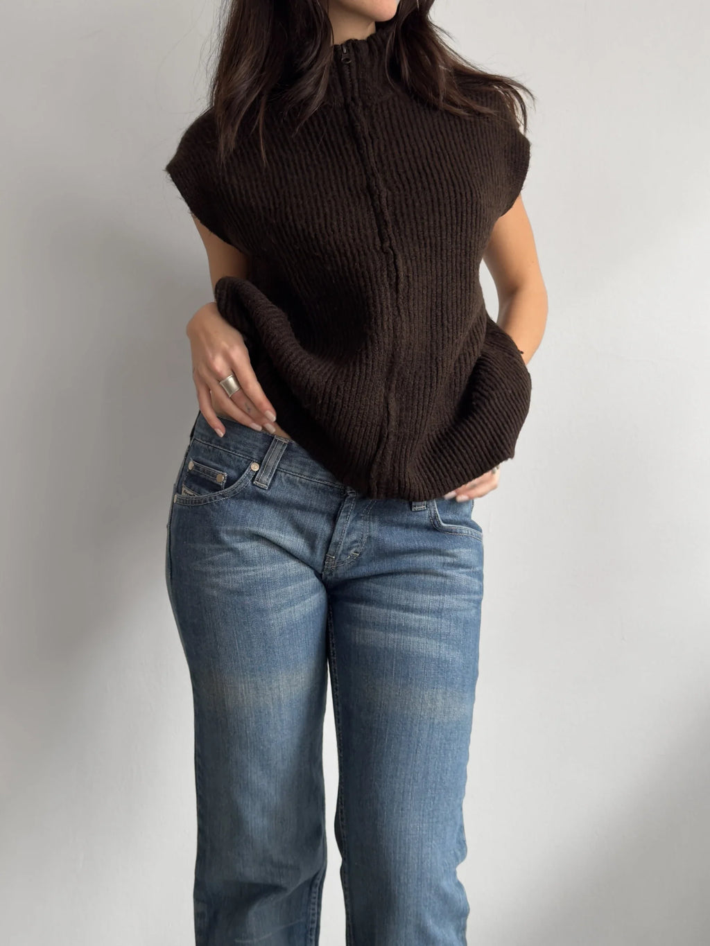 Brown Zipped Pullover