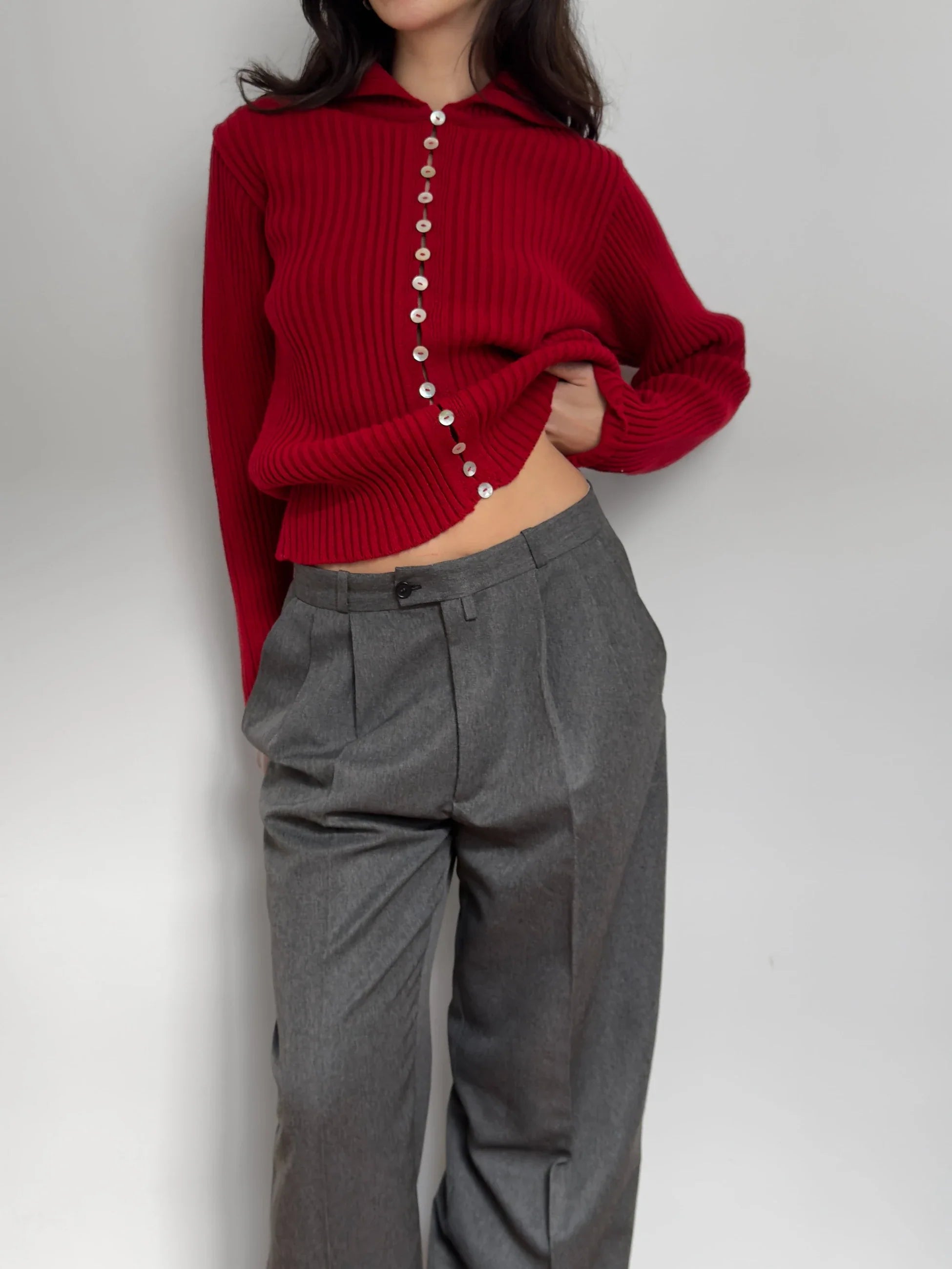 Red Wool Blend Knit Sweater