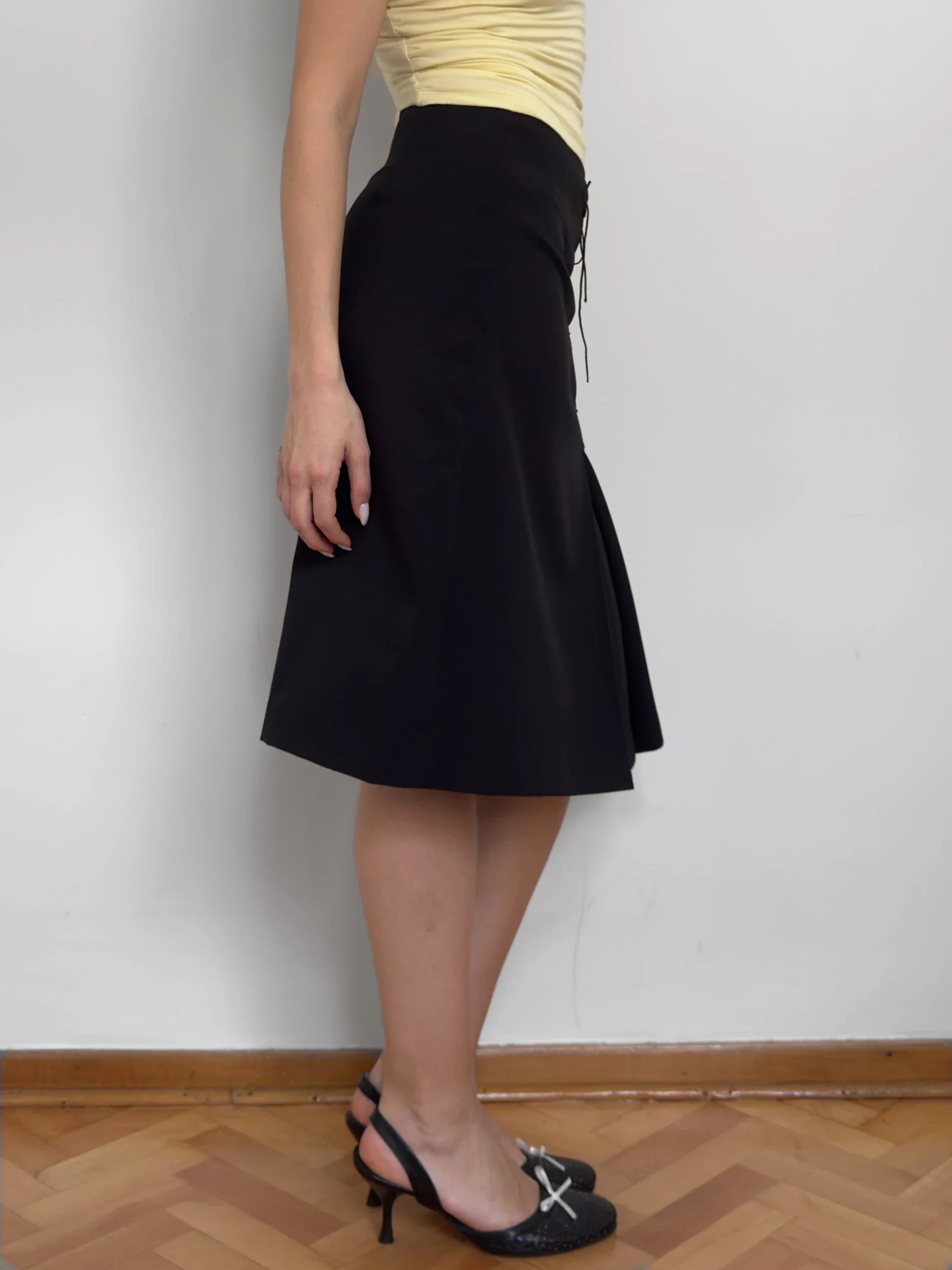 Lace-Up Midi Skirt