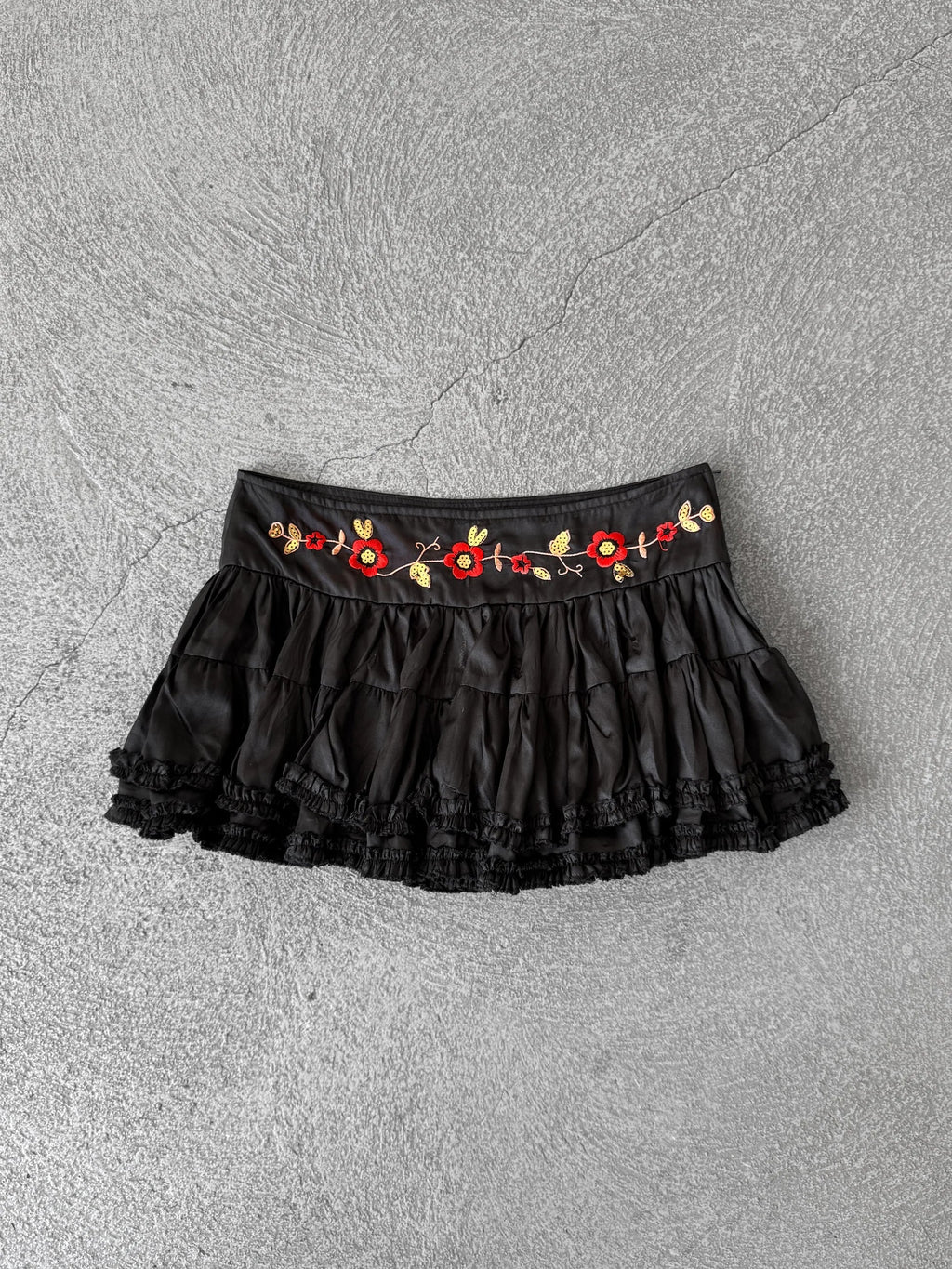 Embroidered Satin Skirt