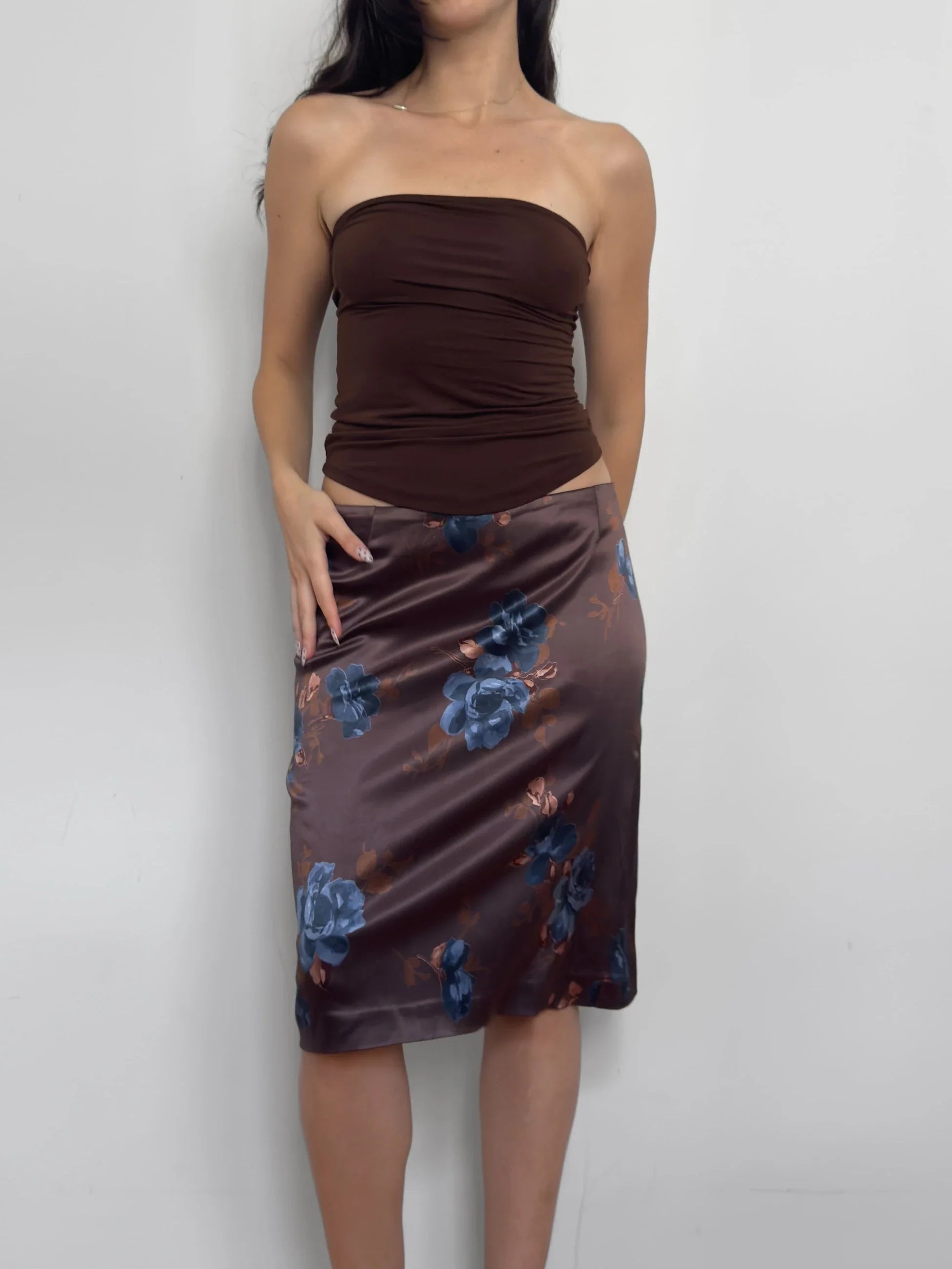 Floral Satin Skirt