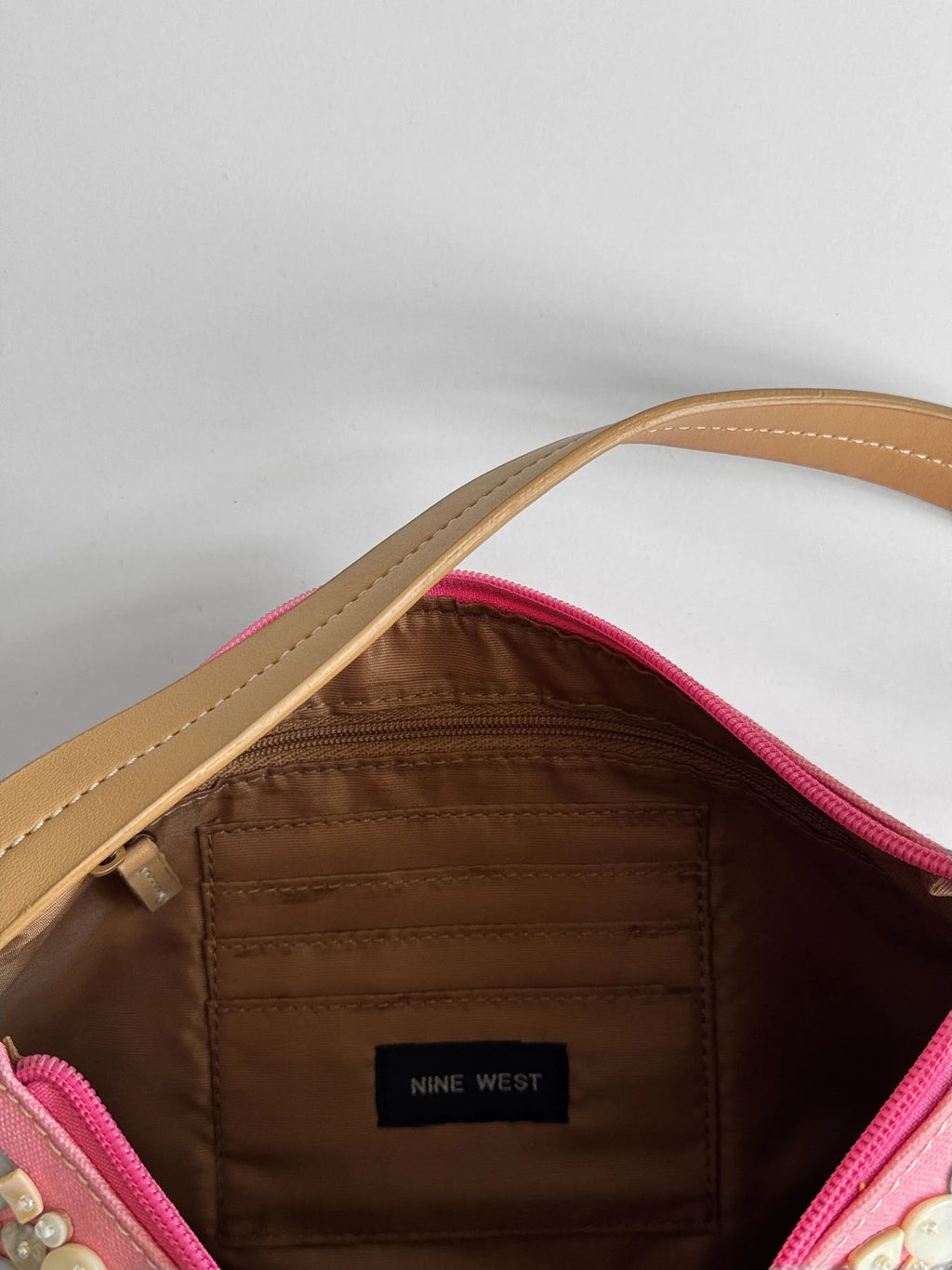 Stone-Embroidered Pink Bag