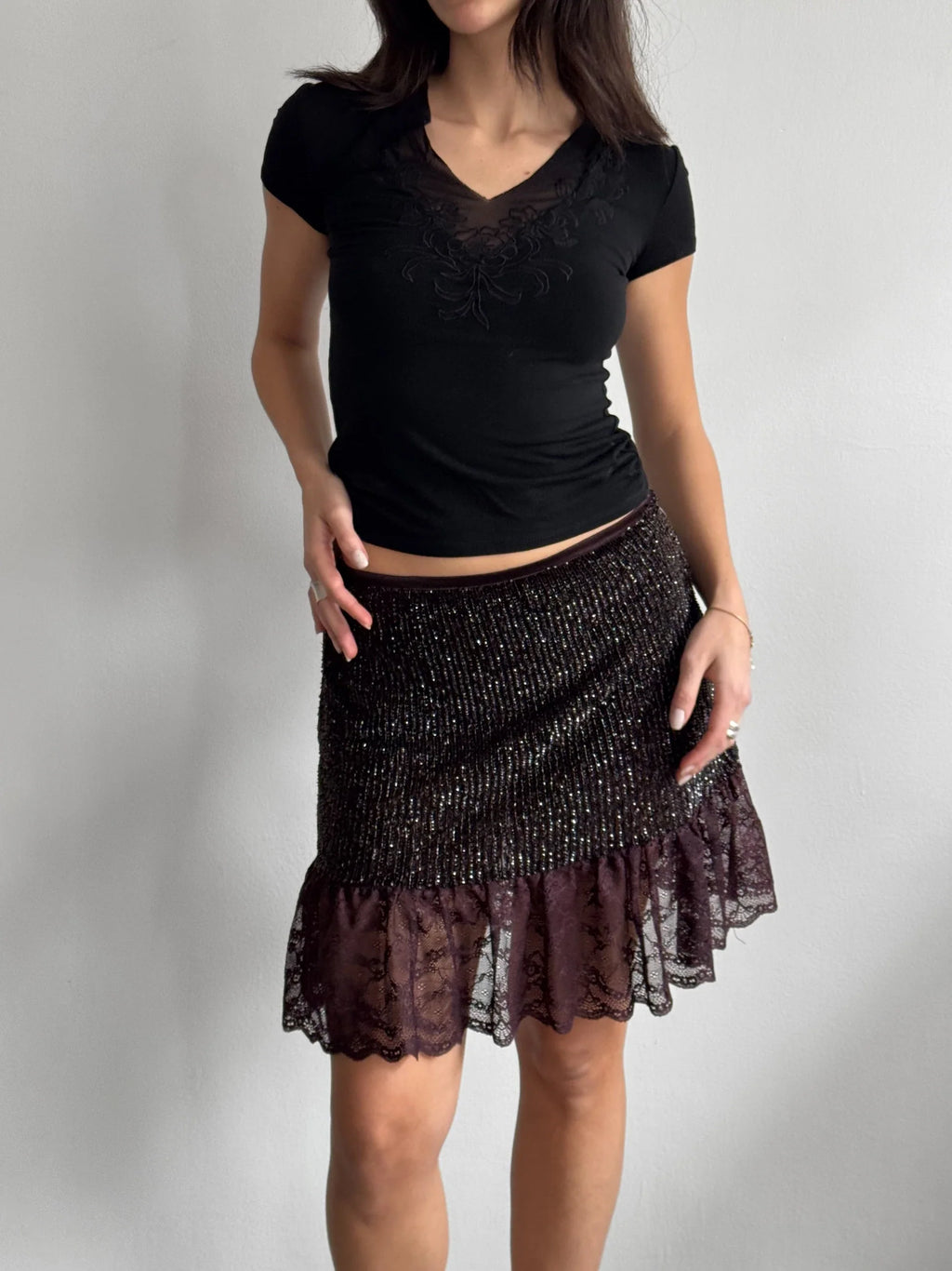 Plum Beaded Skirt