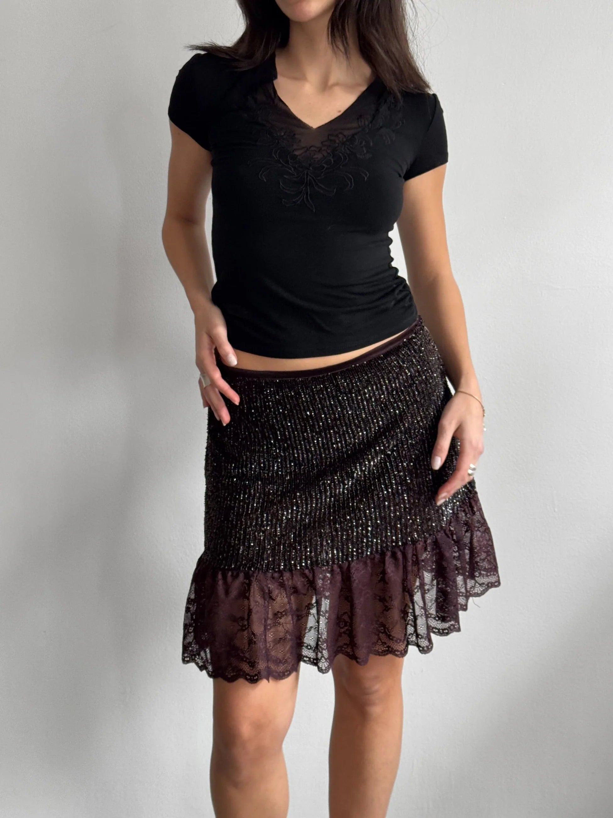 Plum Beaded Skirt