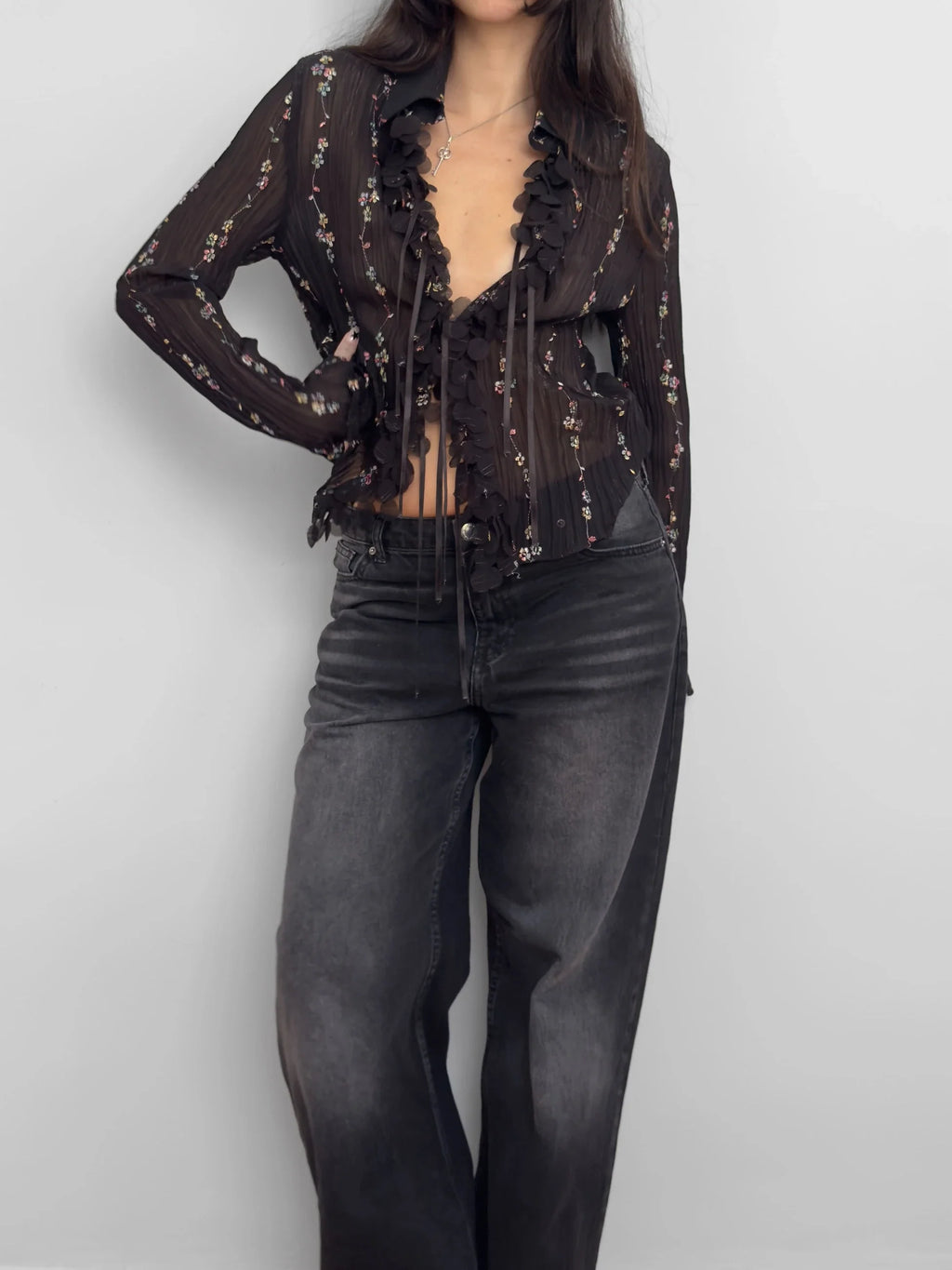 Embroidered Chiffon Shirt