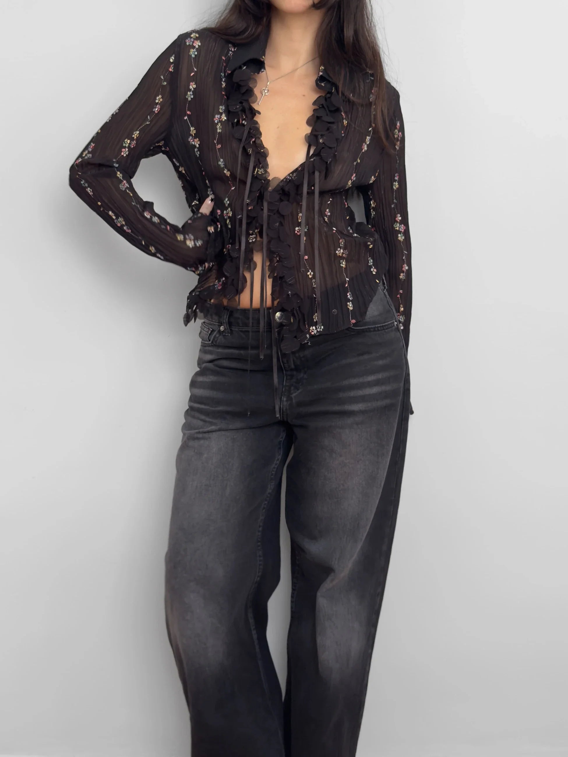 Embroidered Chiffon Shirt
