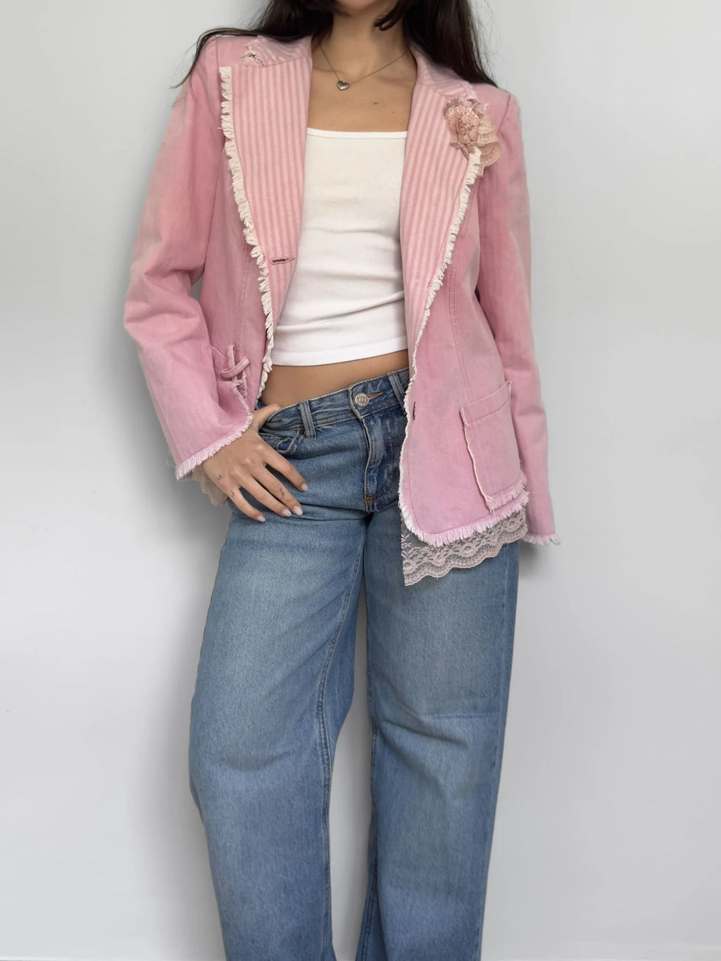 Lace-Detailed Pink Jacket