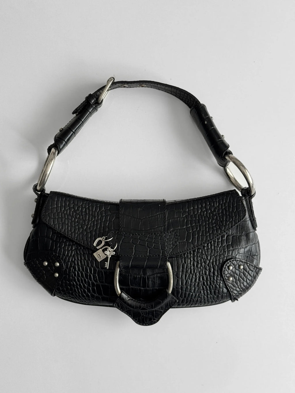 Charm-Detailed Leather Bag