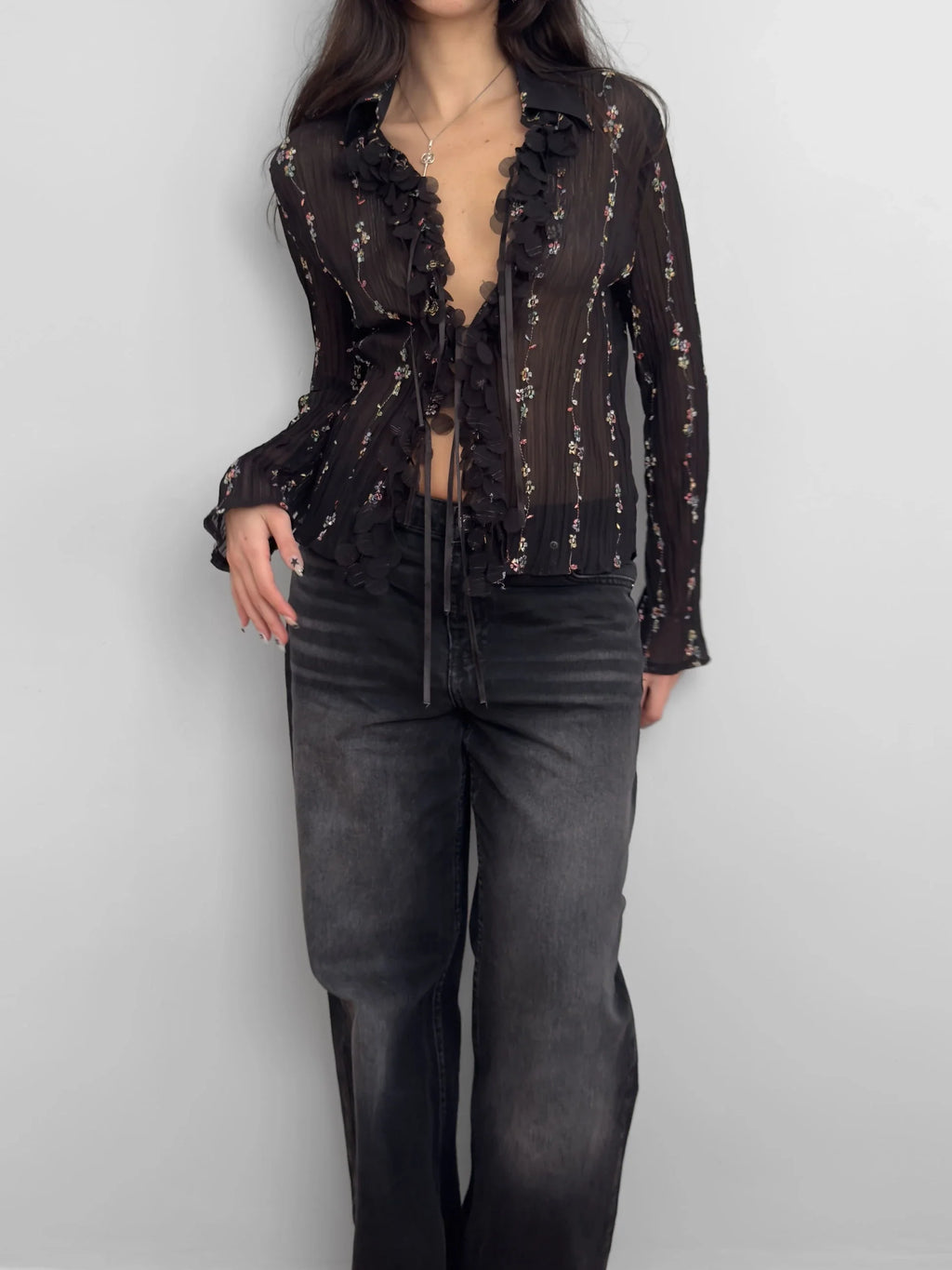 Embroidered Chiffon Shirt
