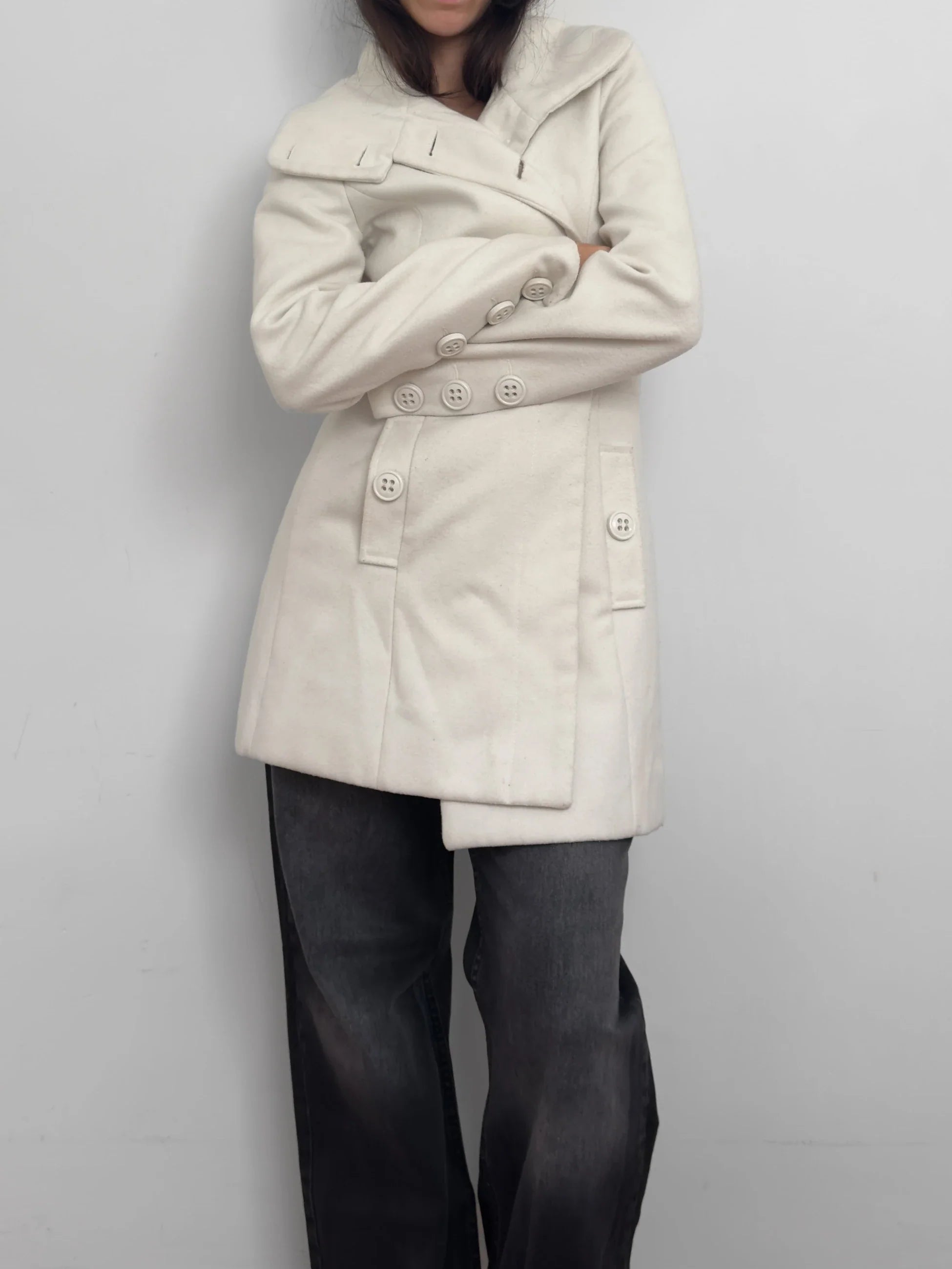 Ecru Wool Blend Coat