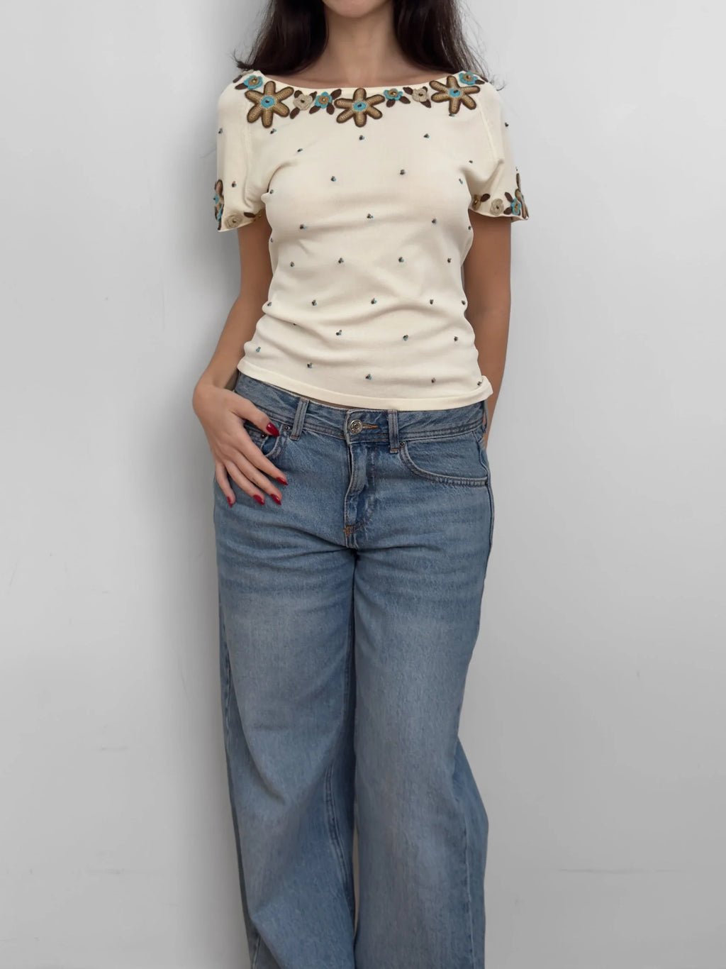 Cream Knit Blouse