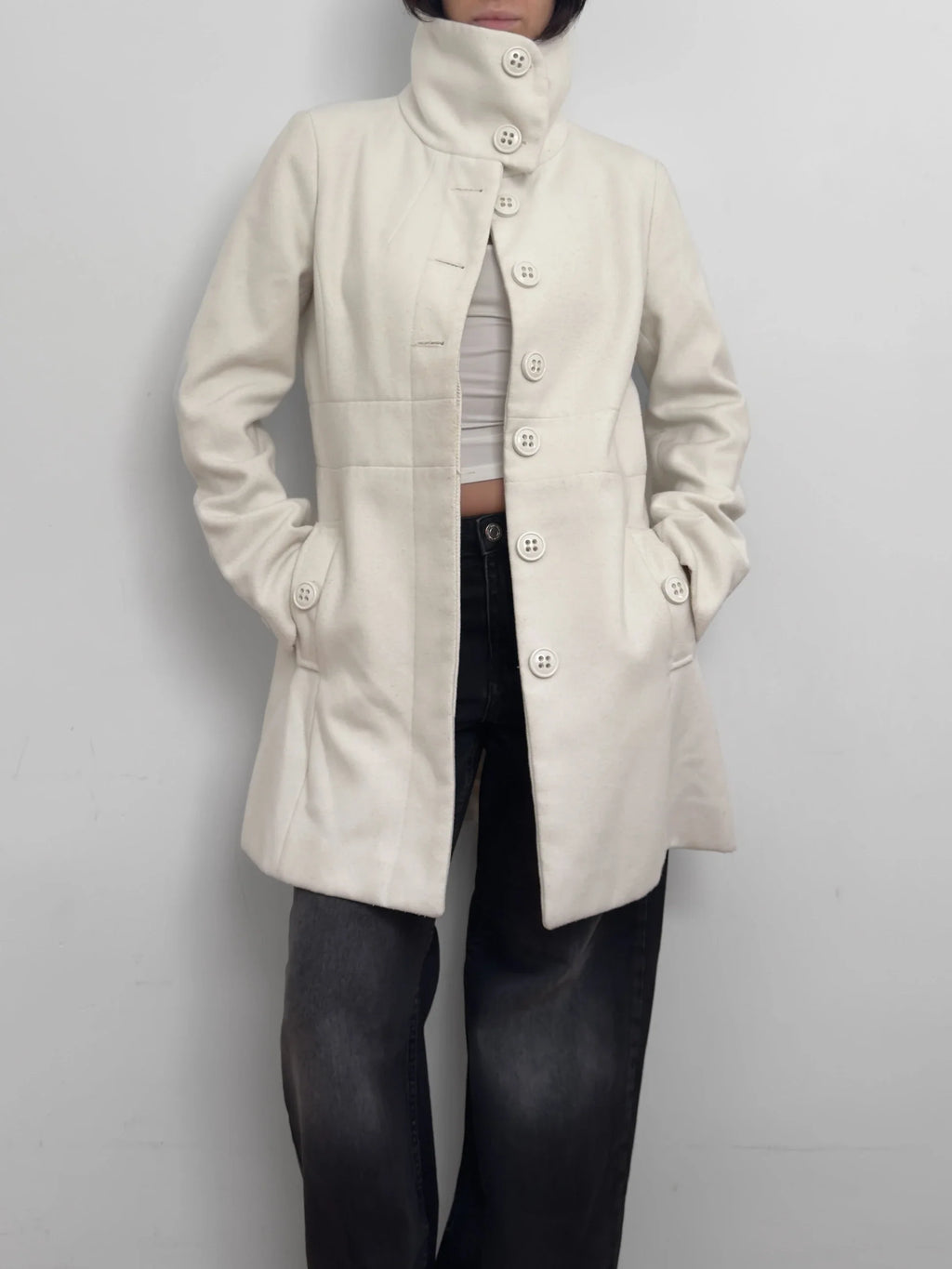 Ecru Wool Blend Coat