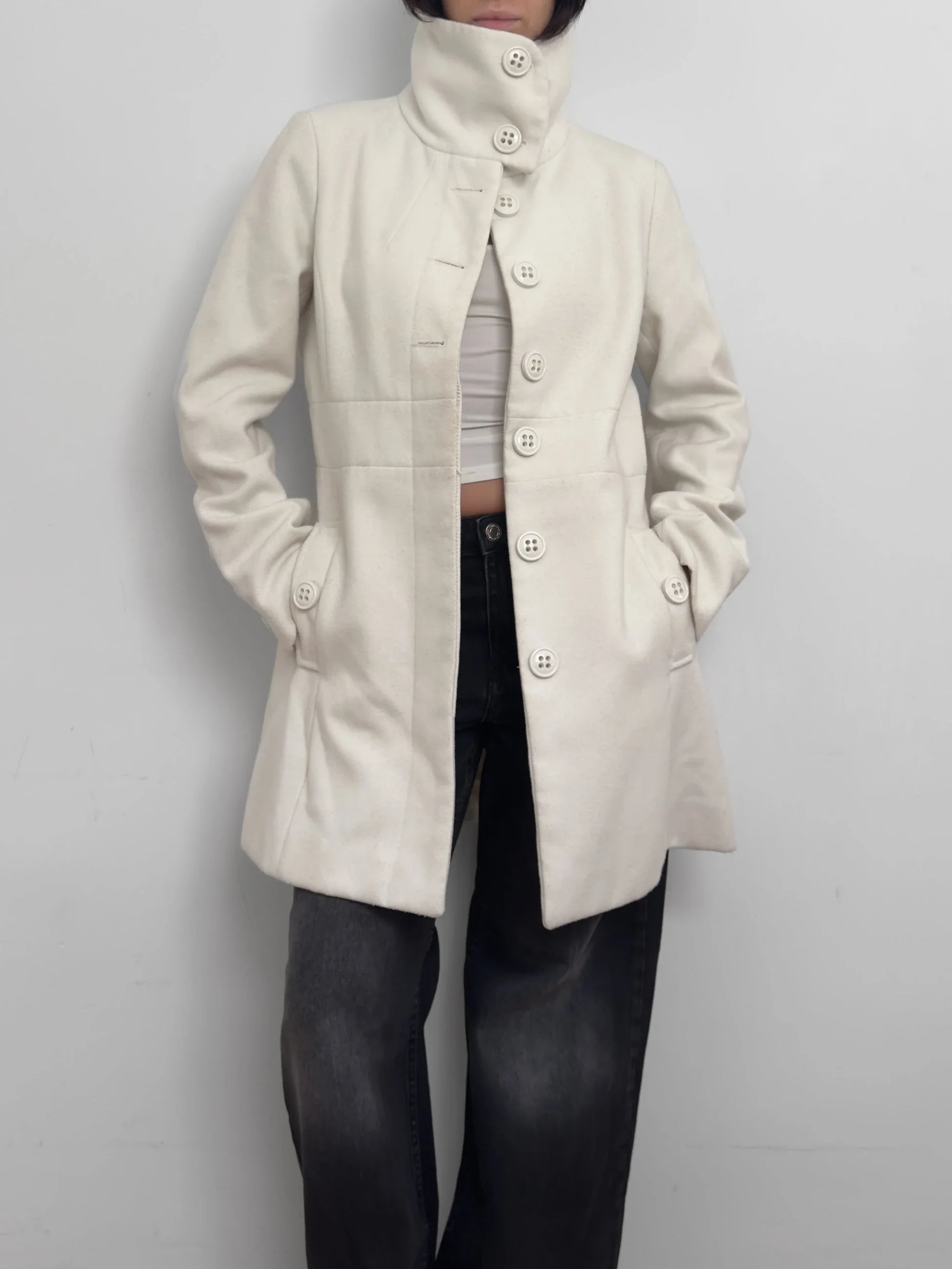 Ecru Wool Blend Coat
