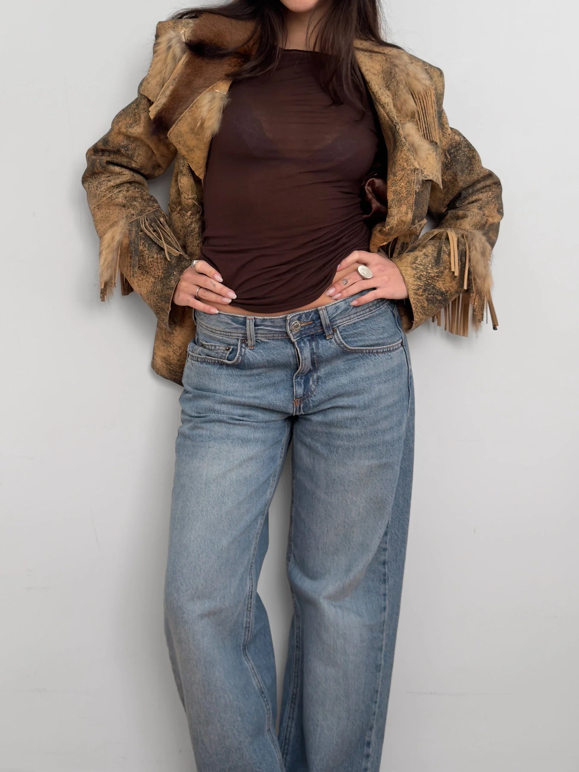 Fur-Detailed Leather Jacket