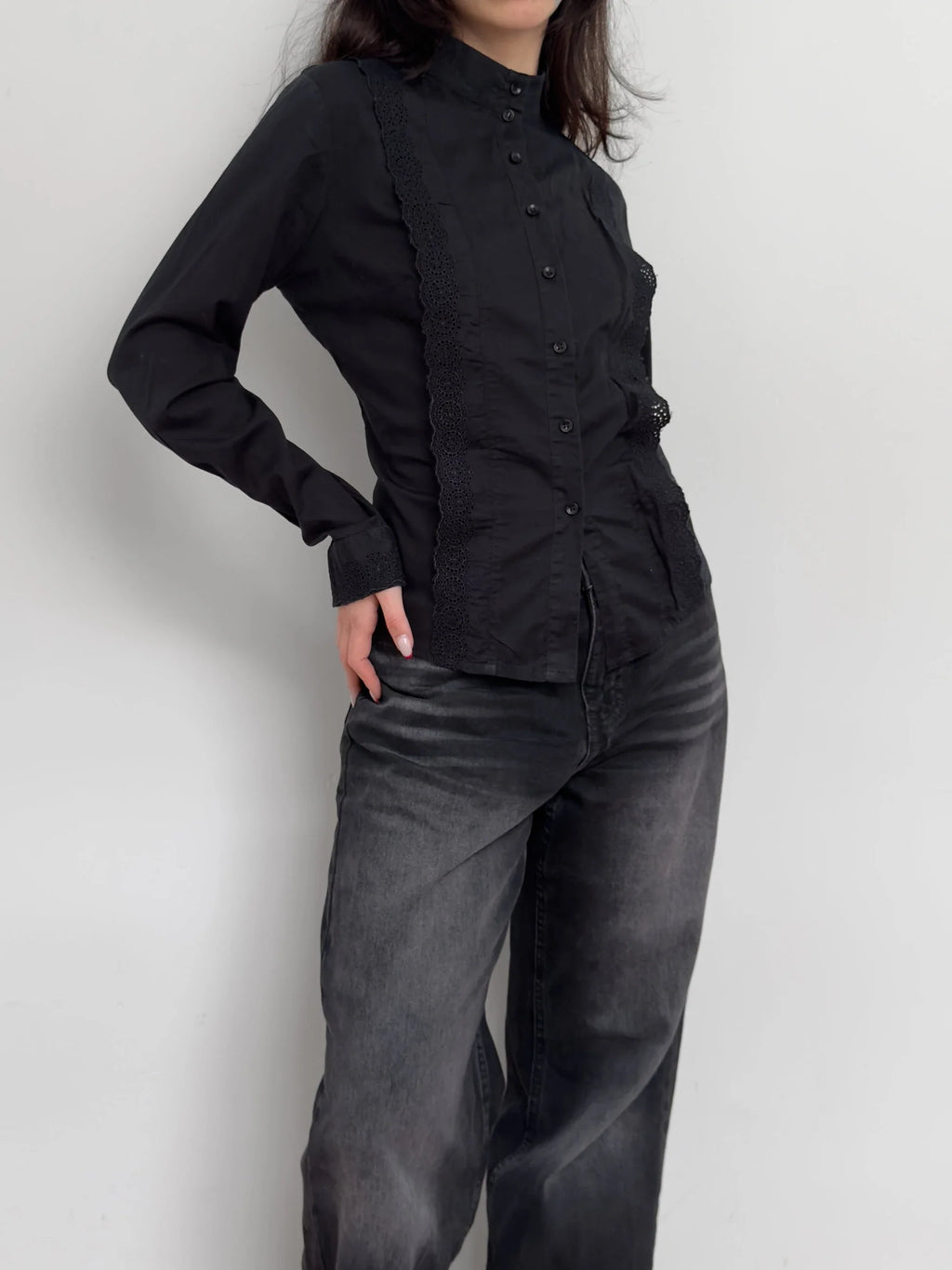 Black Eyelet Shirt