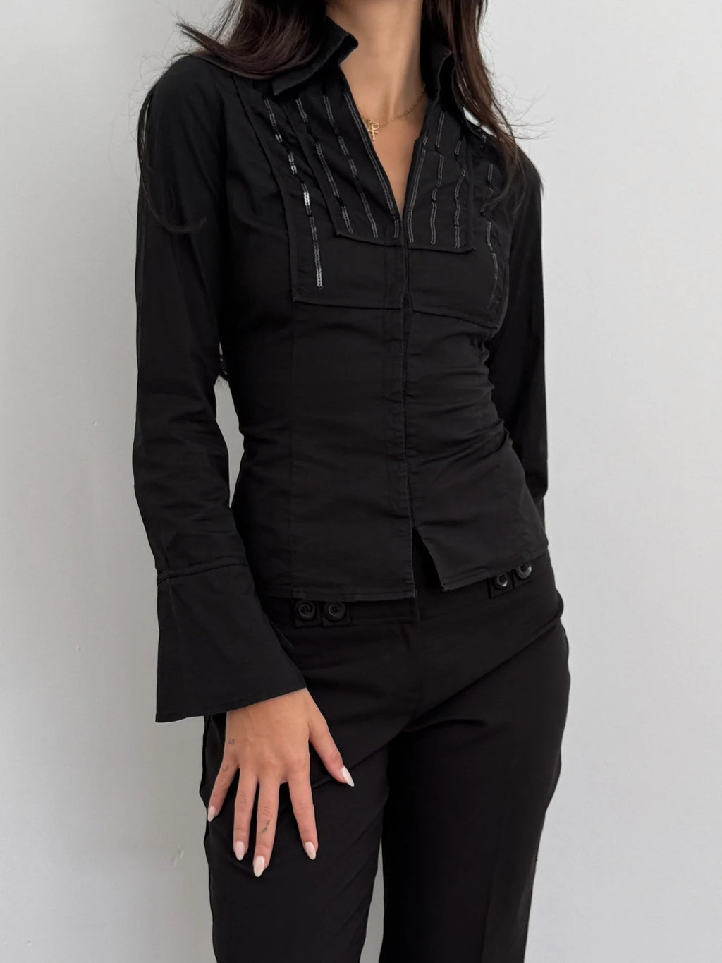 Black Embroidered Shirt