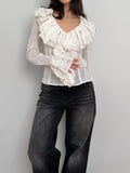 Ruffled %100 Cotton Blouse