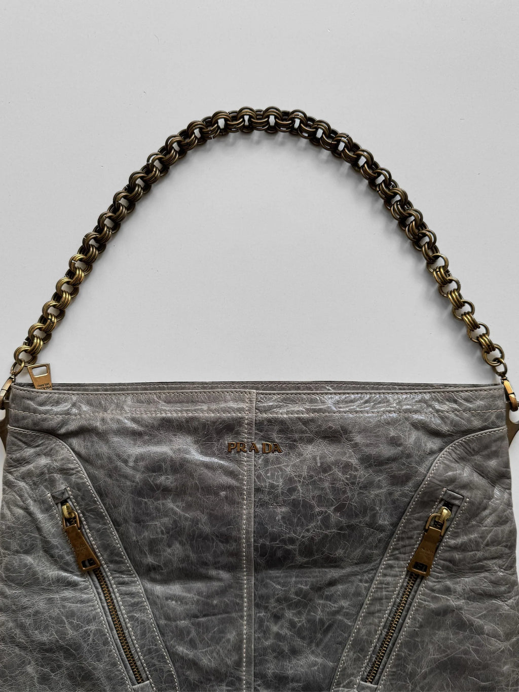 Prada Grey Leather Bag