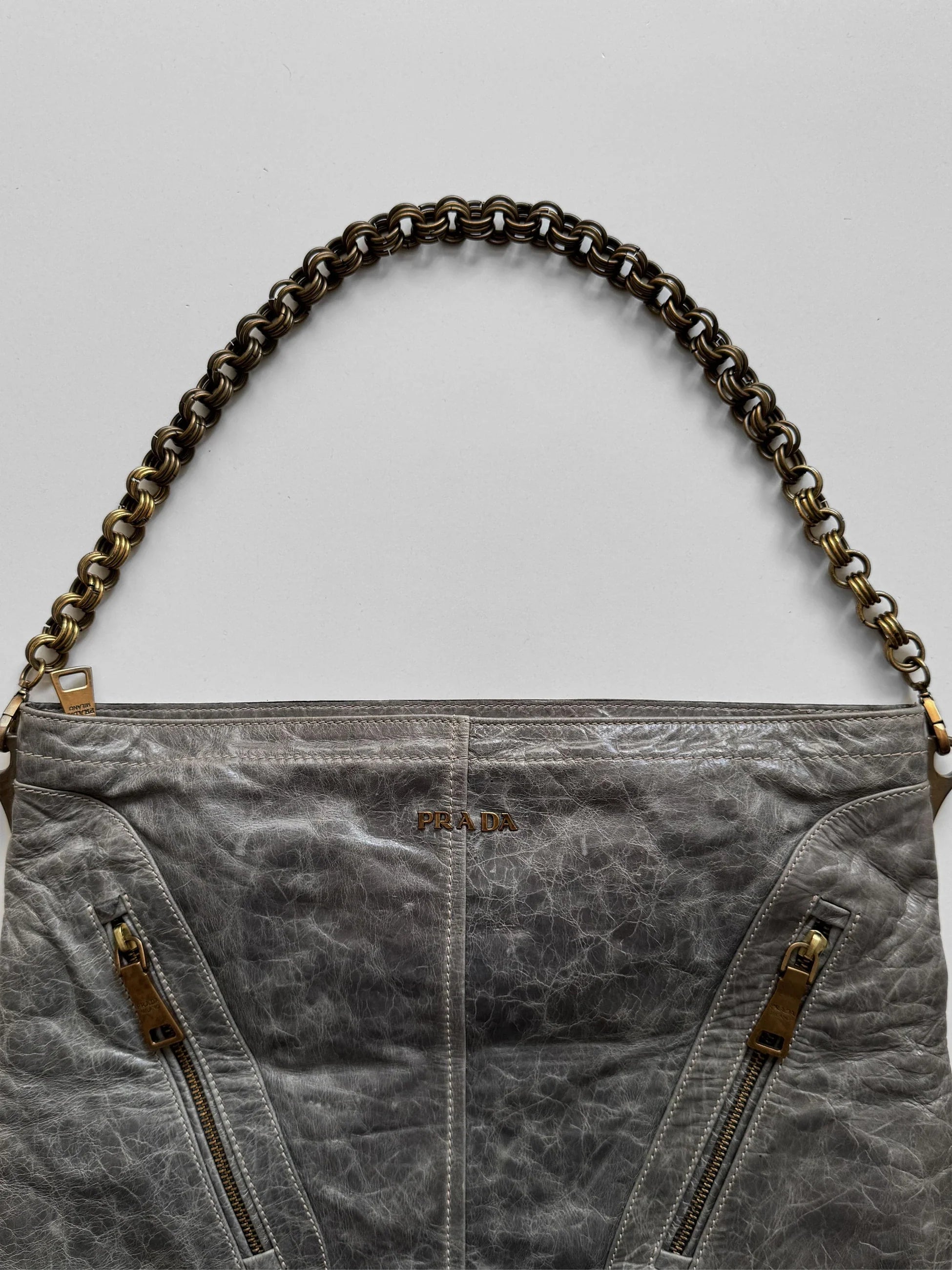 Prada Grey Leather Bag