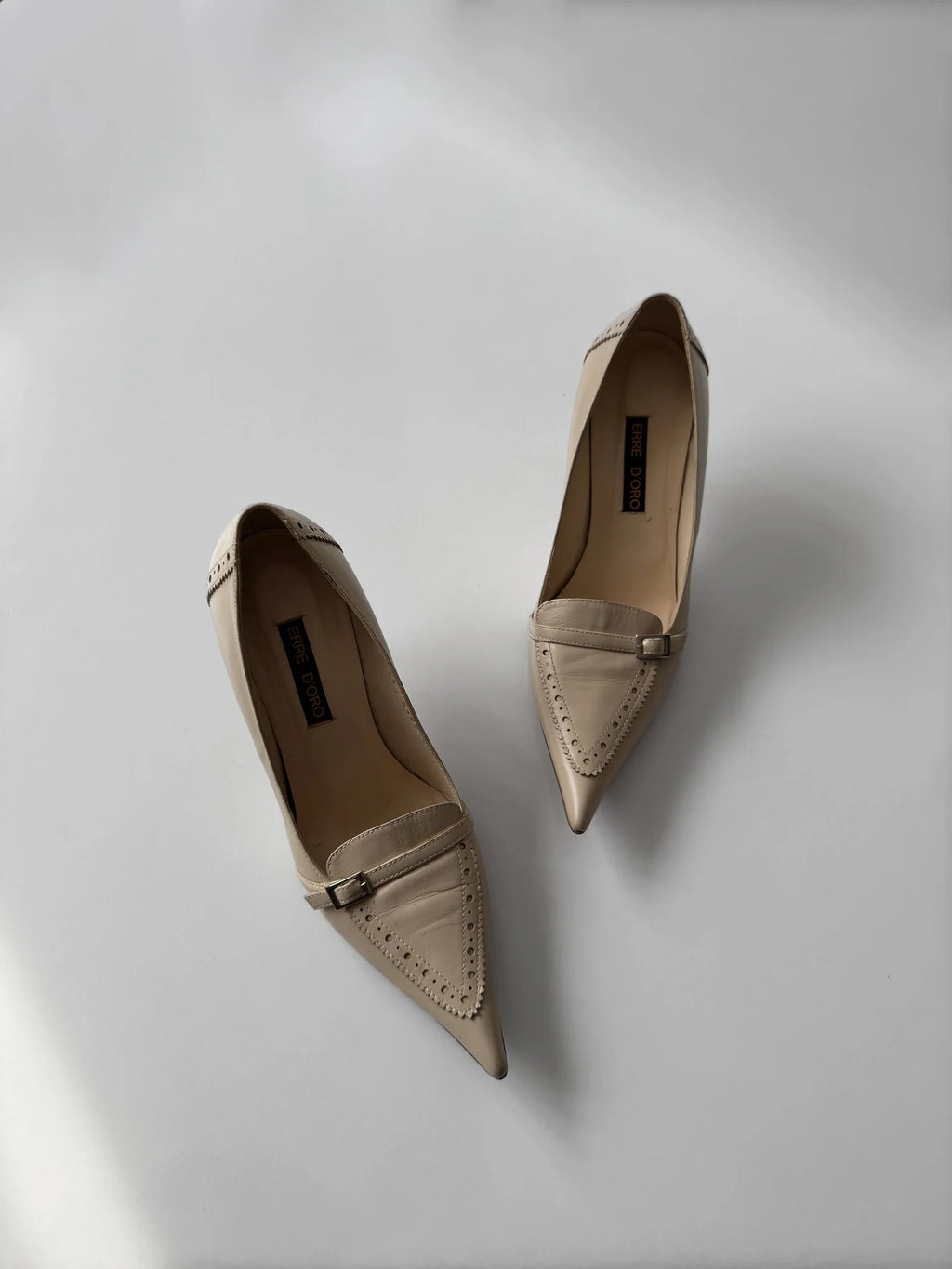 Cream Leather Heeled Shoes