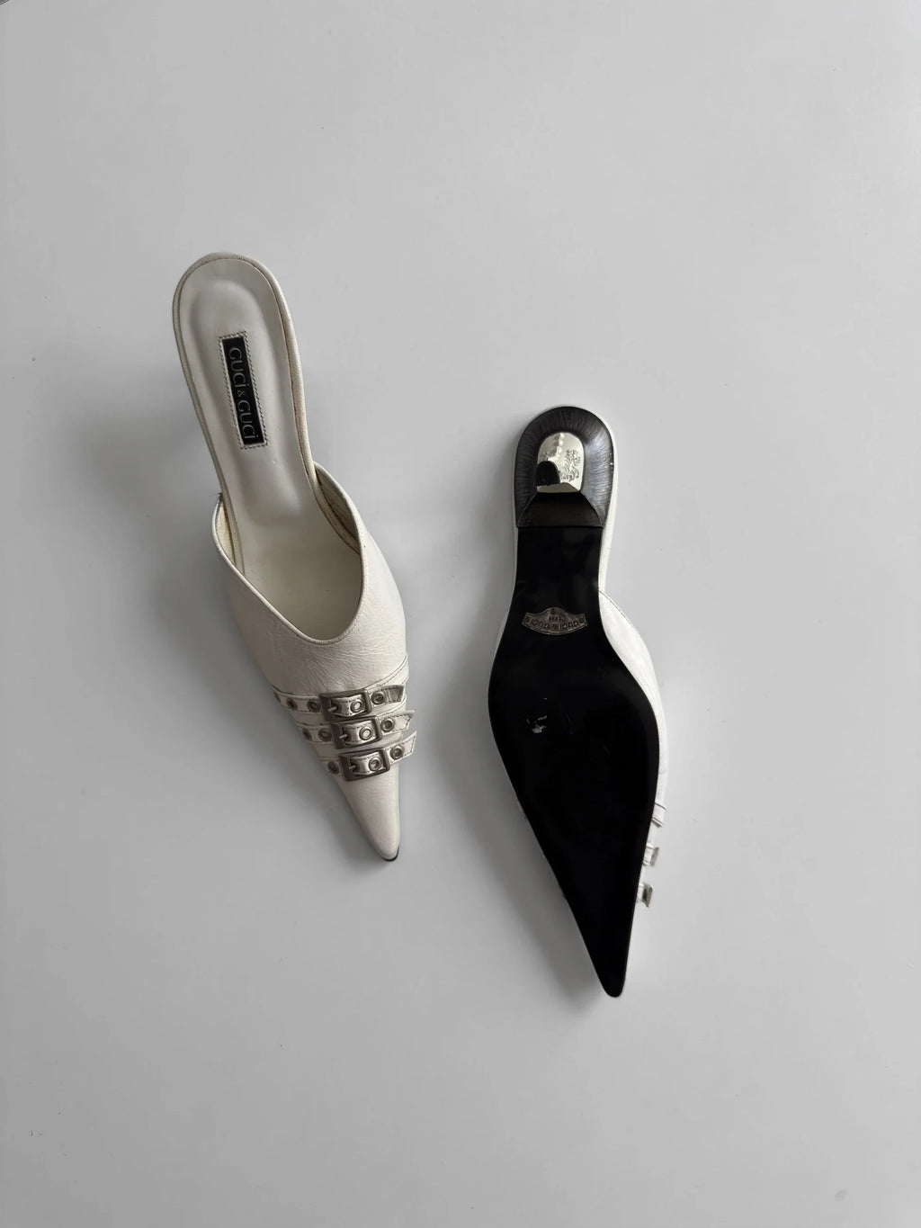 White Leather Heeled Shoes