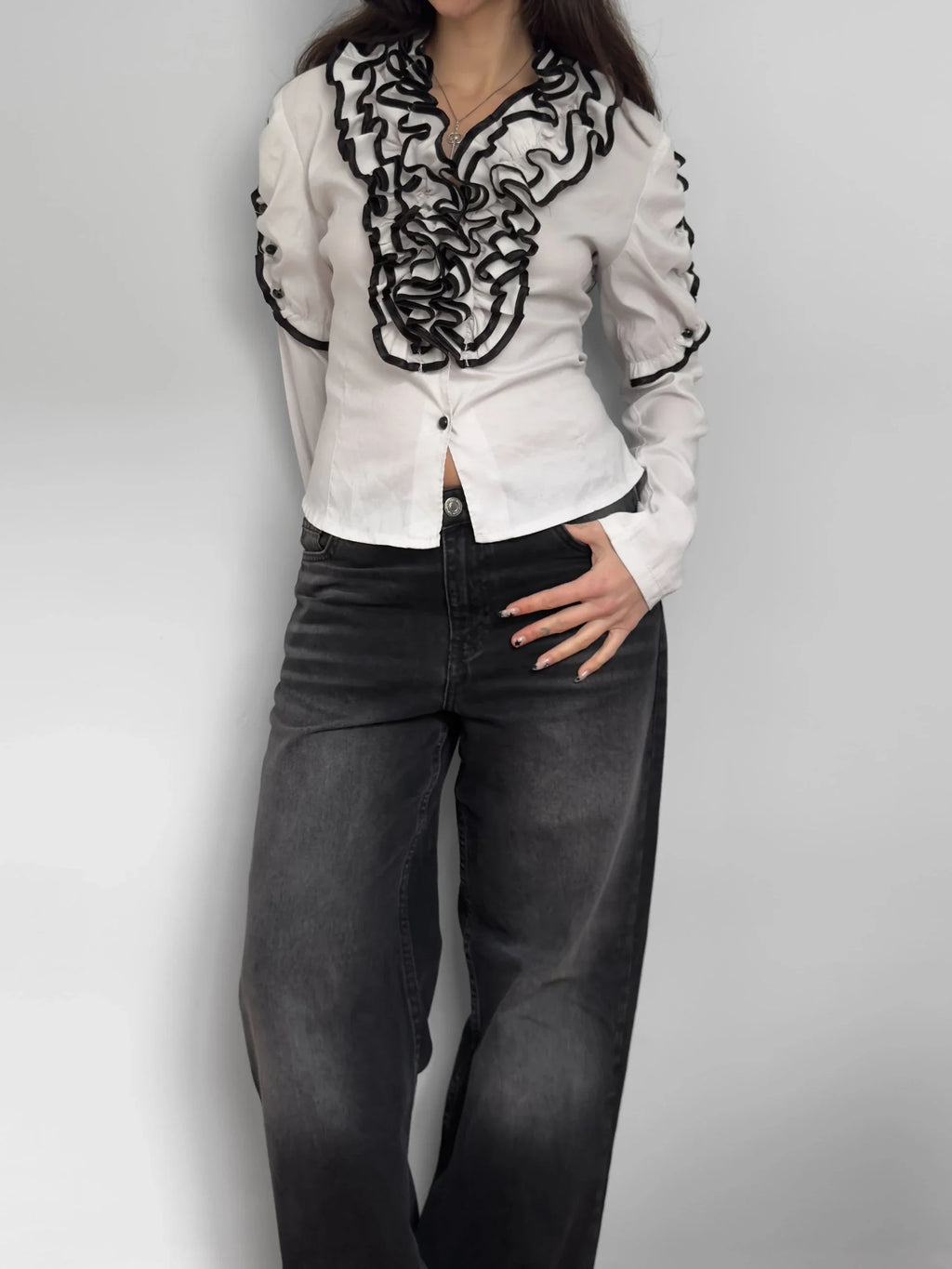 Ruffled Contrast Shirt