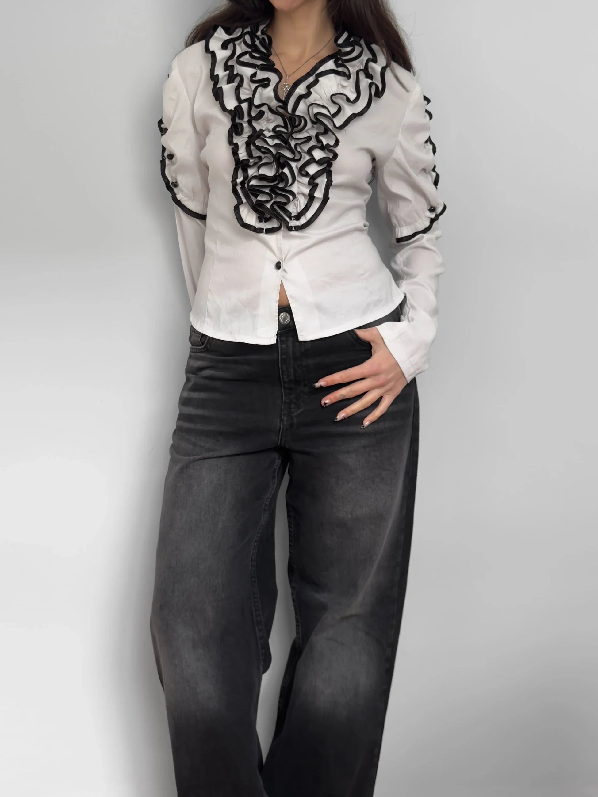 Ruffled Contrast Shirt