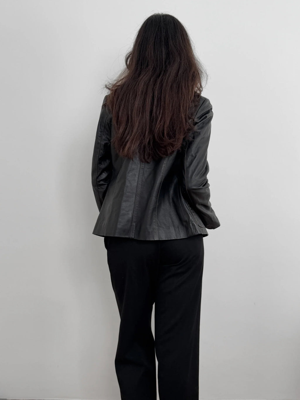 Contrast-Stitched Leather Jacket