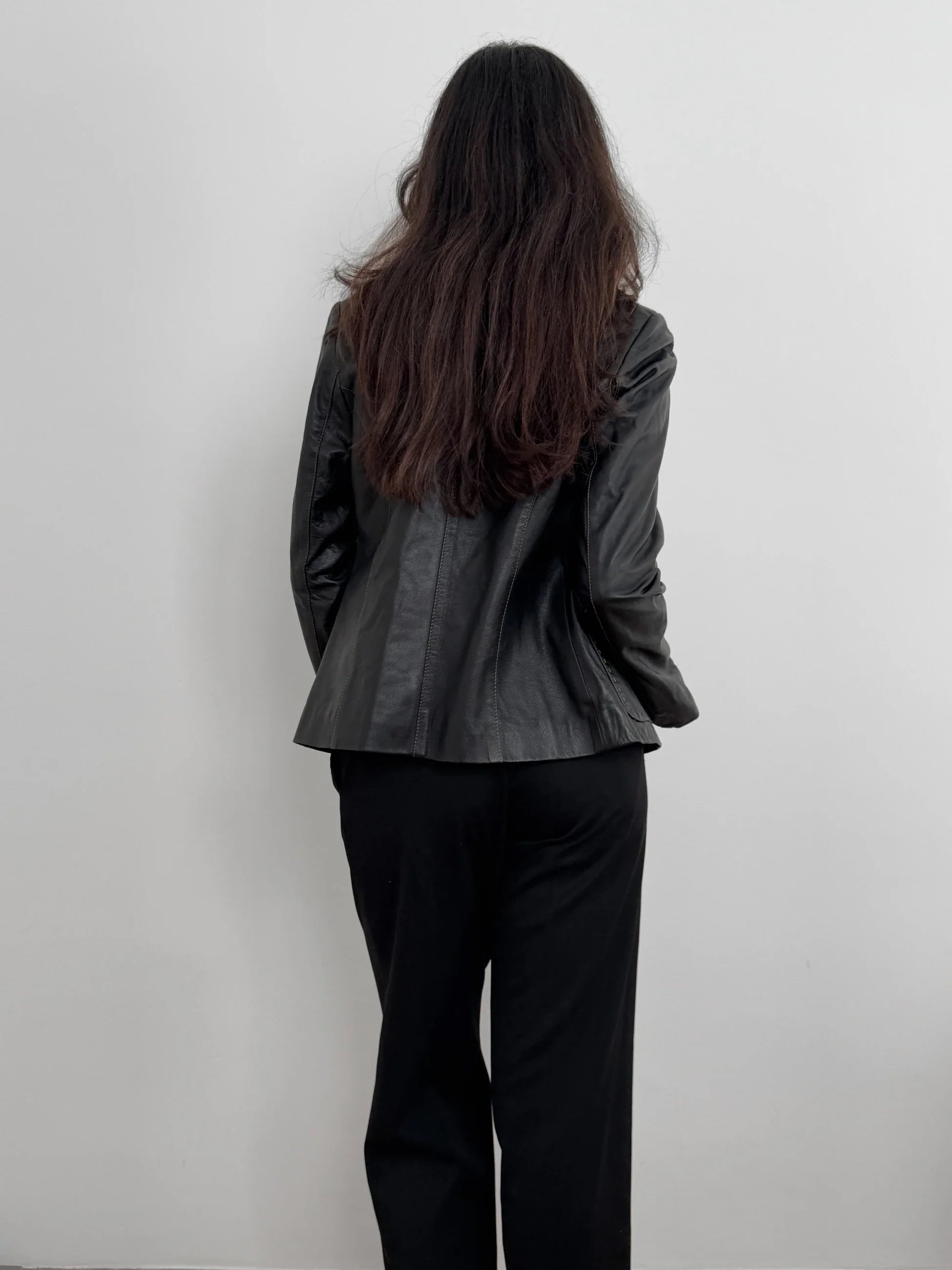 Contrast-Stitched Leather Jacket