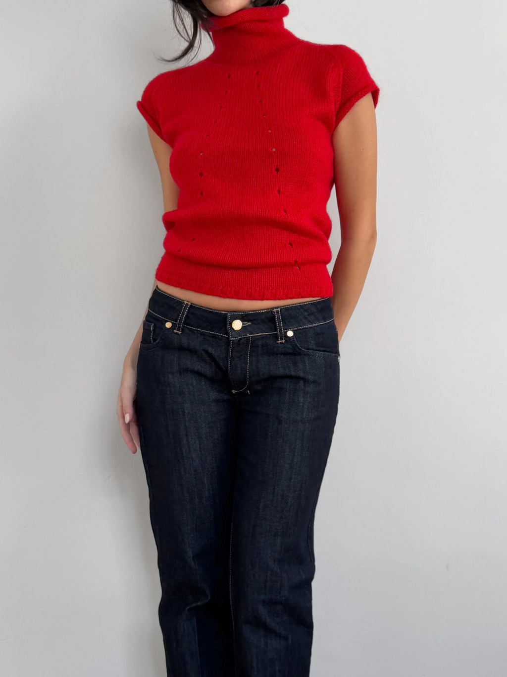 Red Wool Blend Knit Pullover