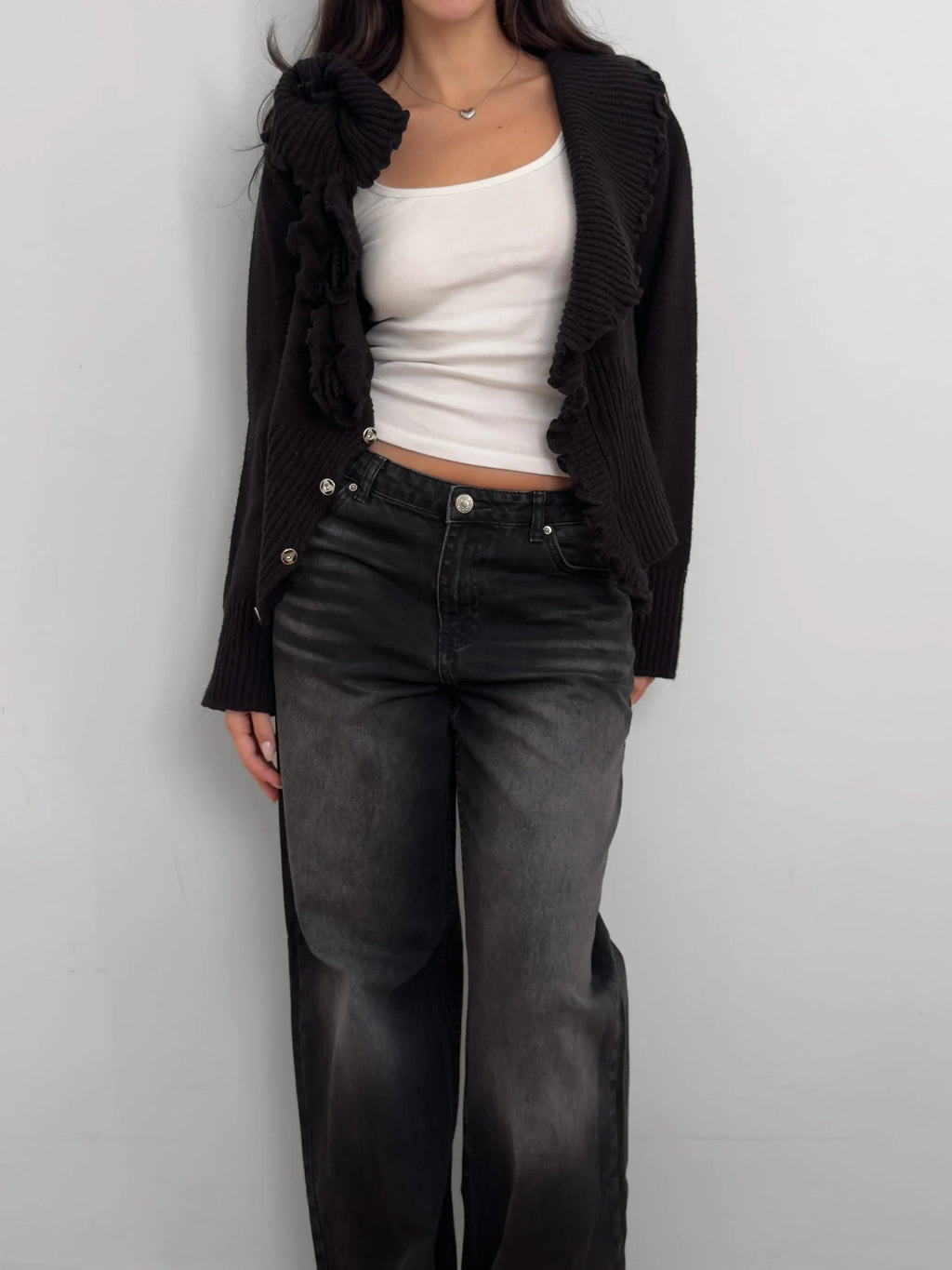 Black Wool Cardigan