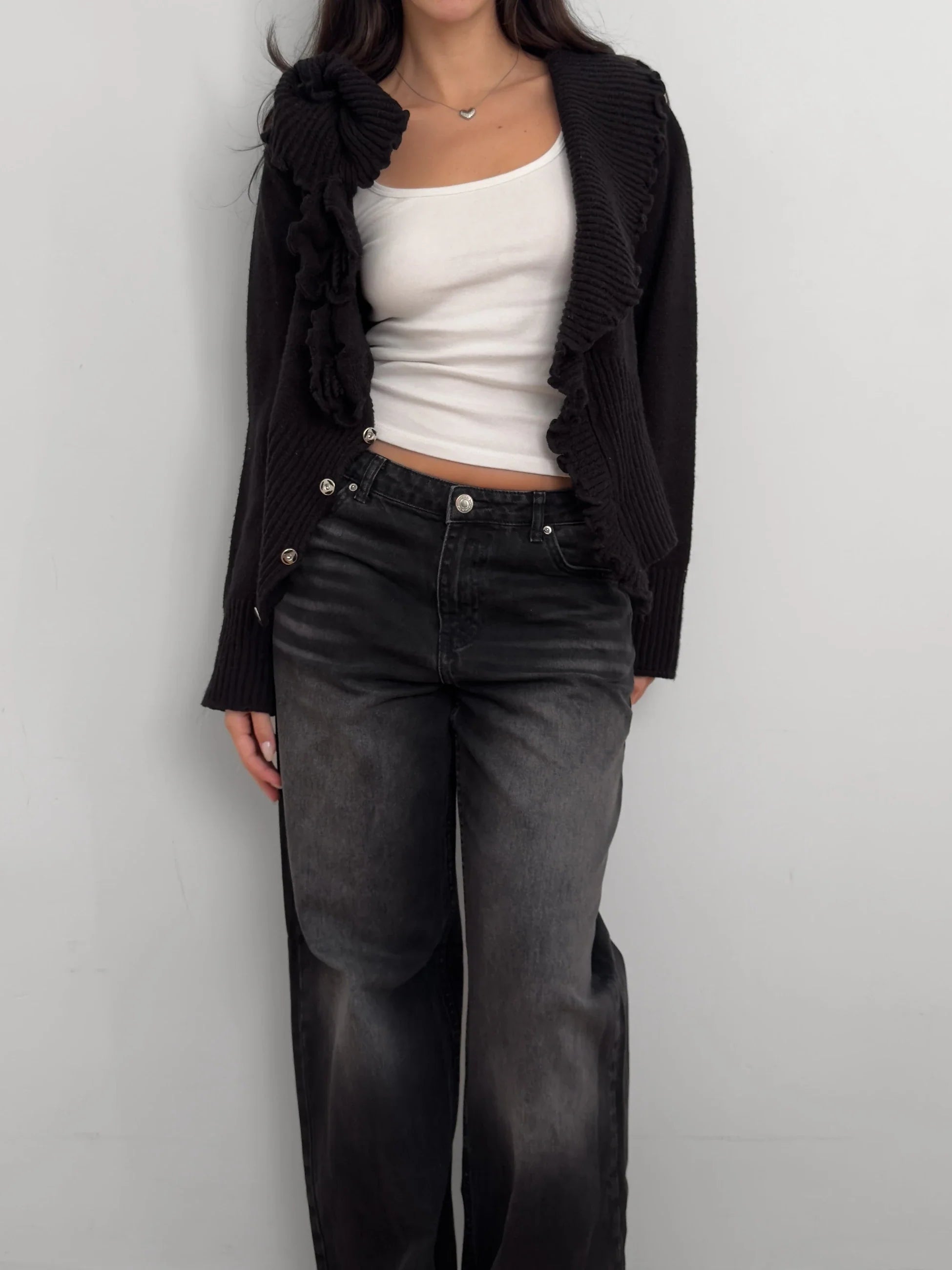 Black Wool Cardigan