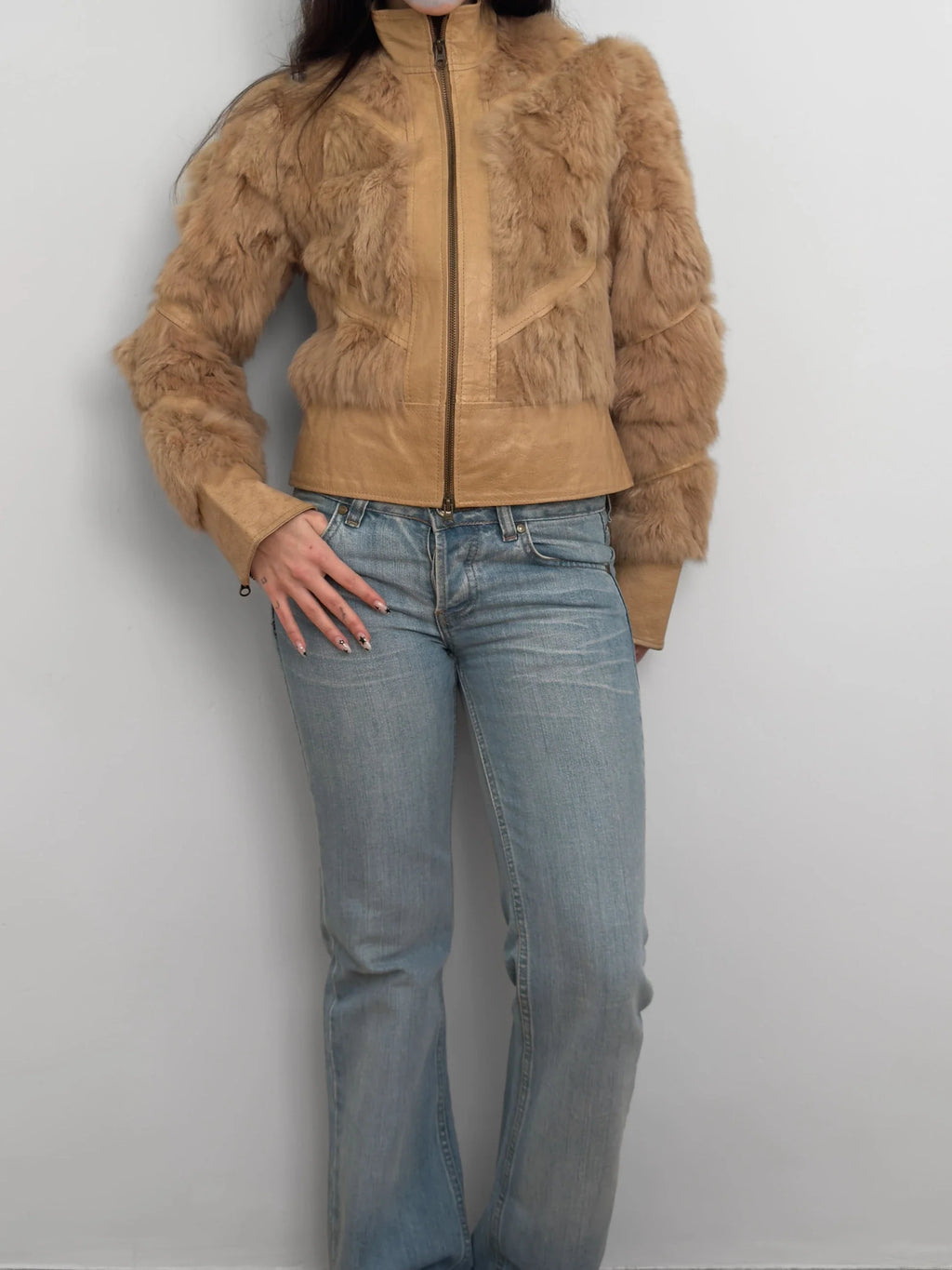 Fur-Trimmed Leather Coat
