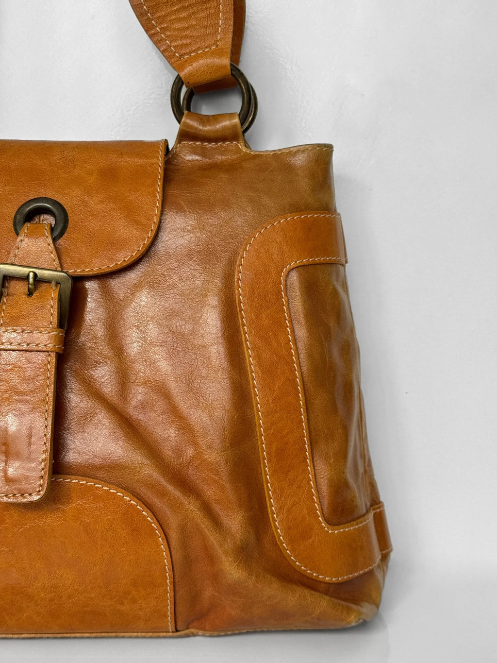 Orange Leather Clutch Bag