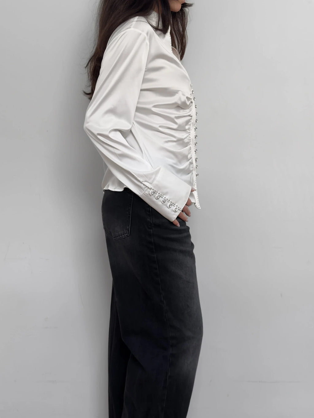 Draped Satin Shirt