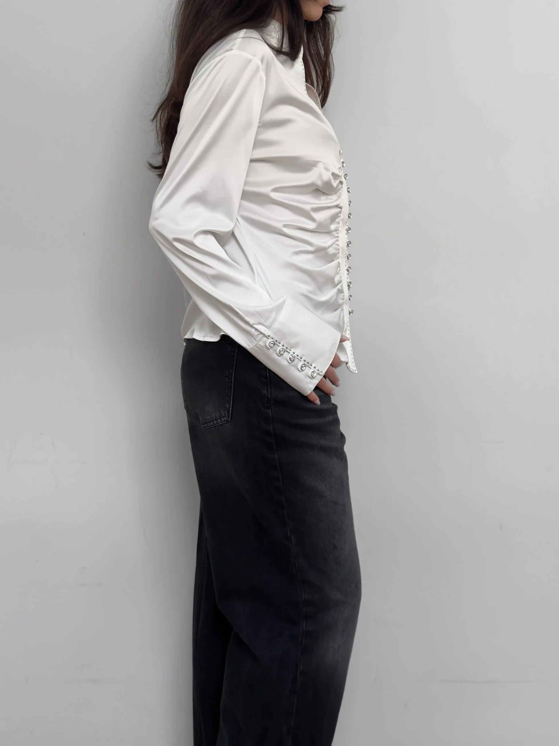 Draped Satin Shirt