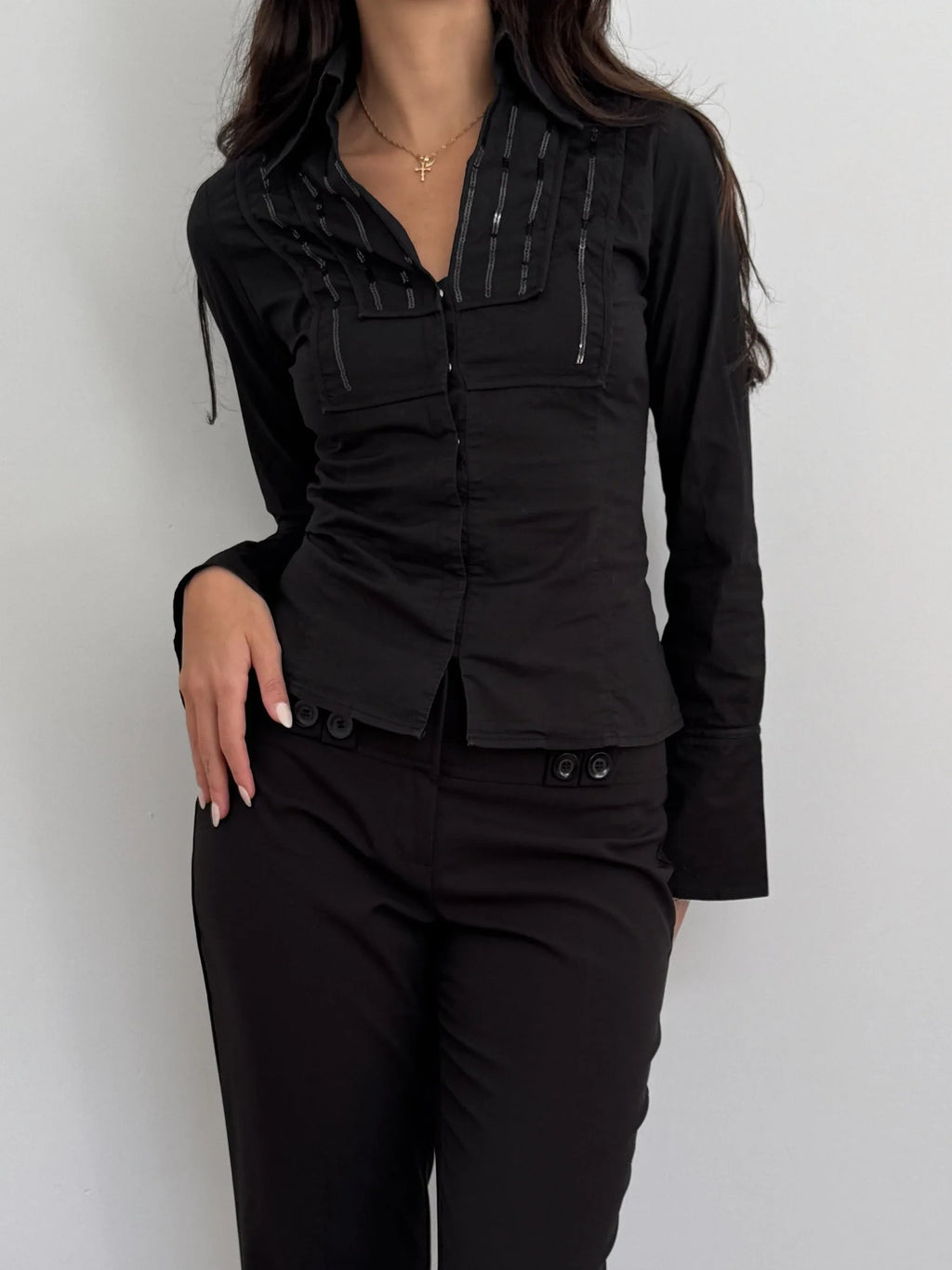 Black Embroidered Shirt