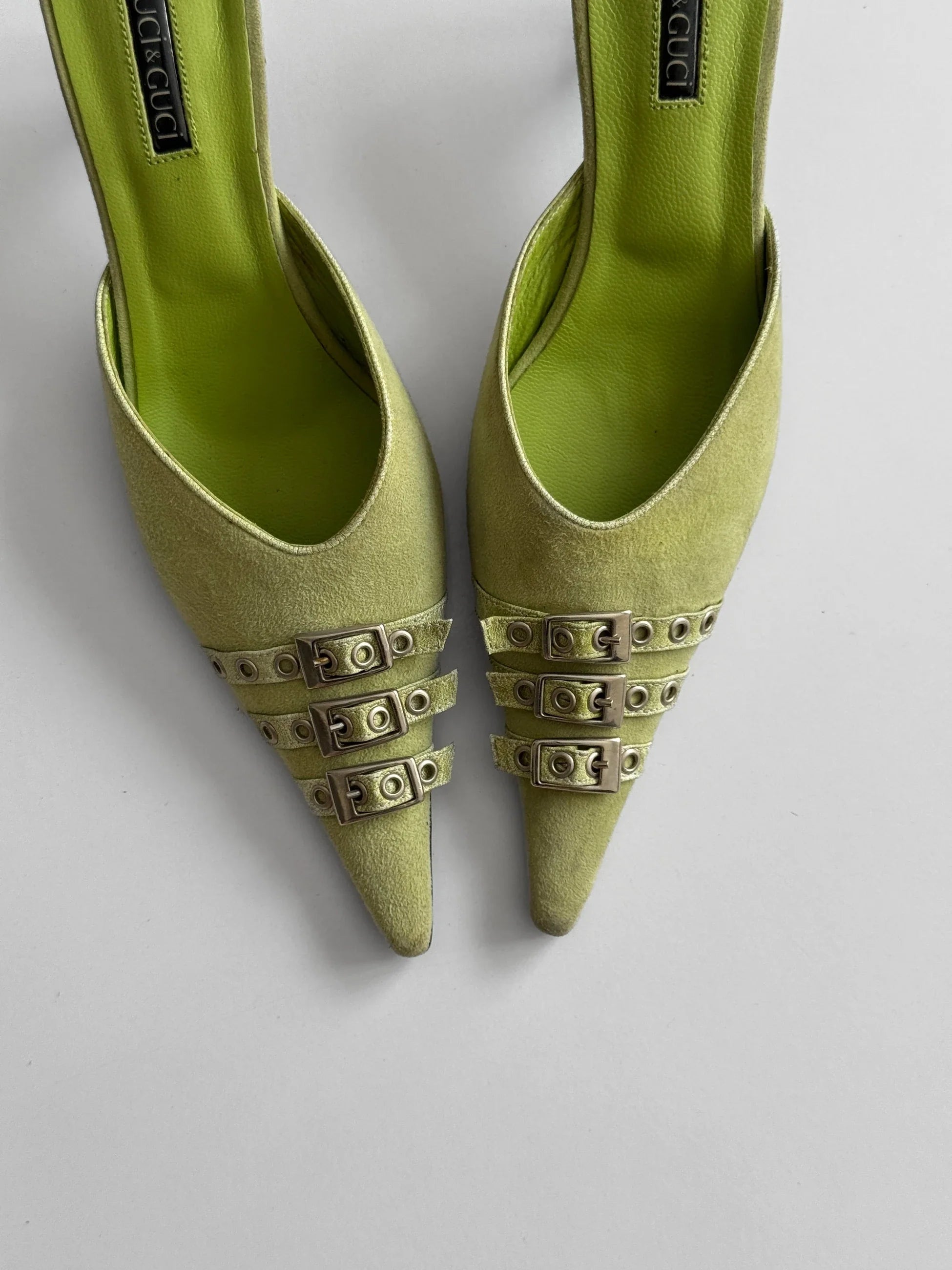 Green Suede Heeled Shoes