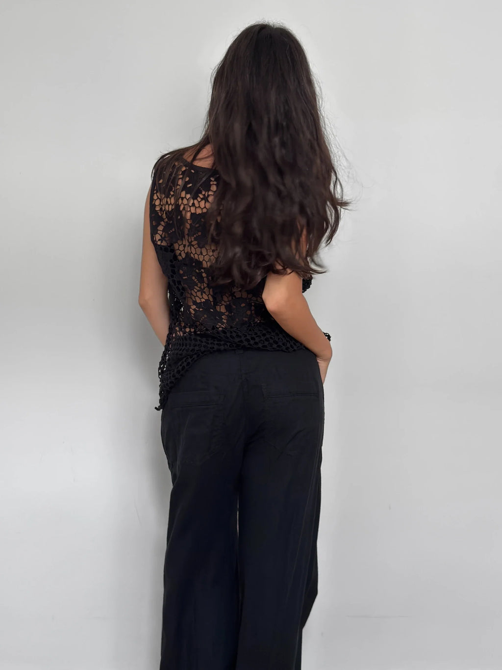 Black Pointelle Blouse