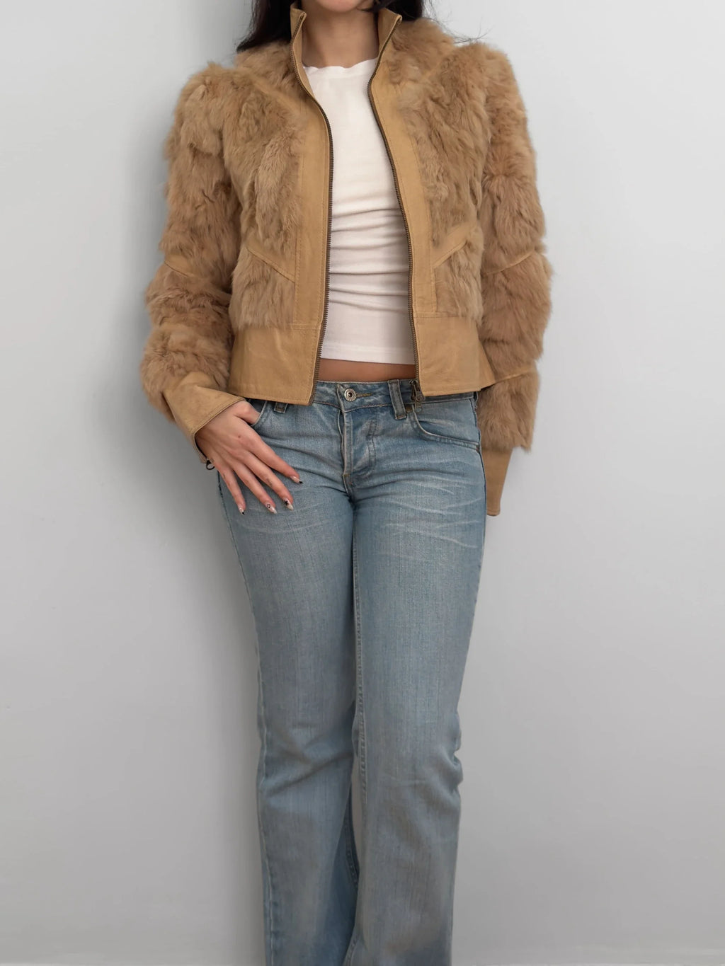 Fur-Trimmed Leather Coat