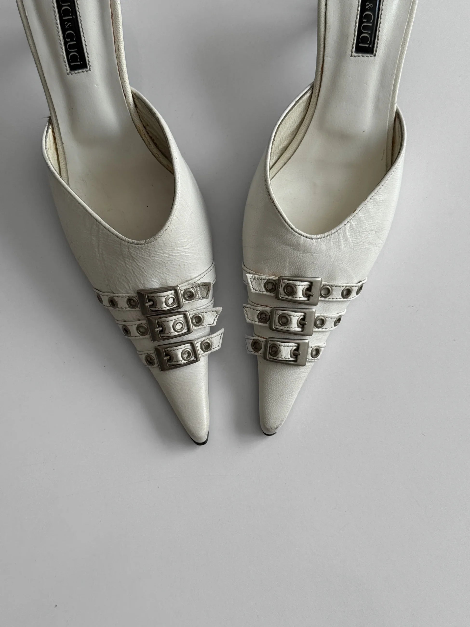 White Leather Heeled Shoes