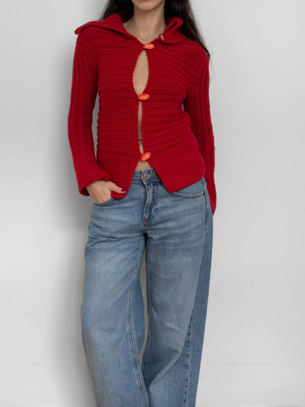 Red Knit Cardigan