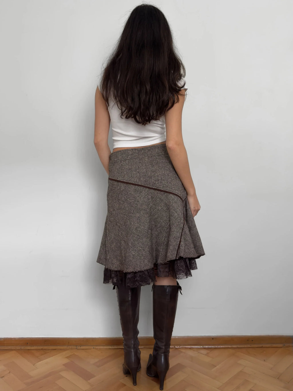 Embroidered Wool Skirt