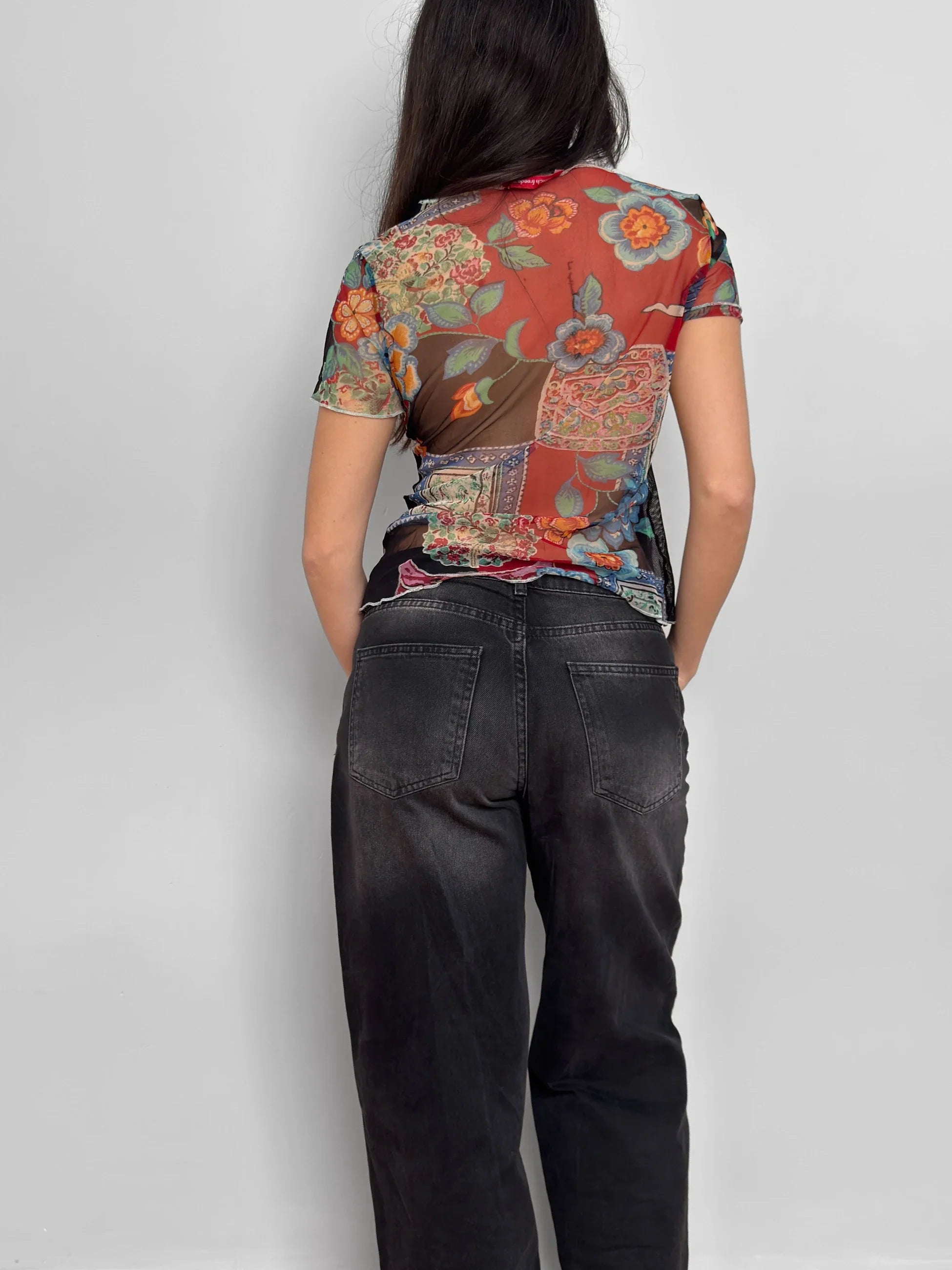 Embroidered Tulle Blouse