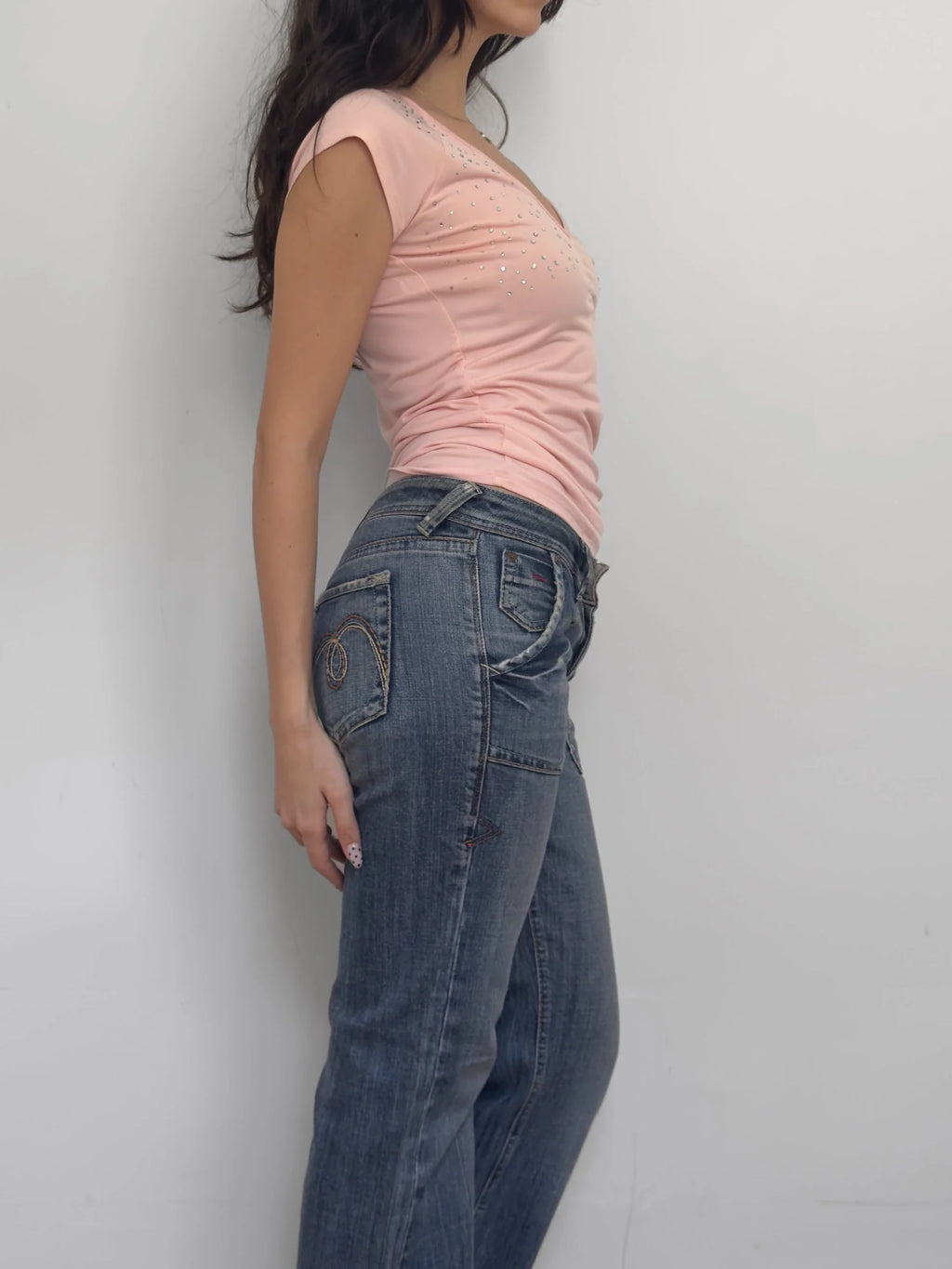 Pink Stone-Detailed Blouse
