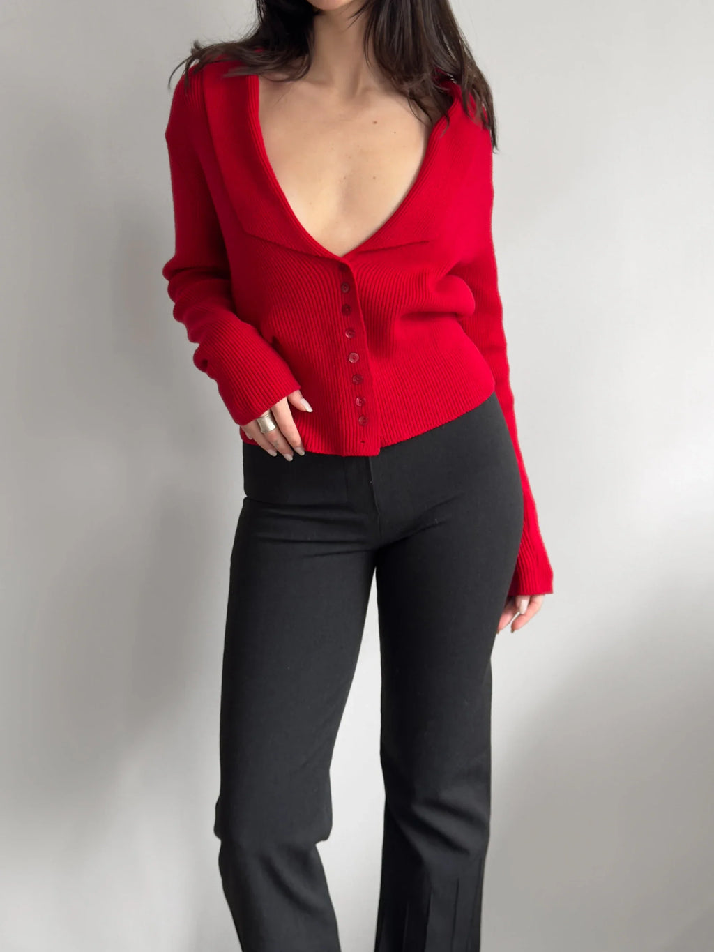 Red Knit Cardigan