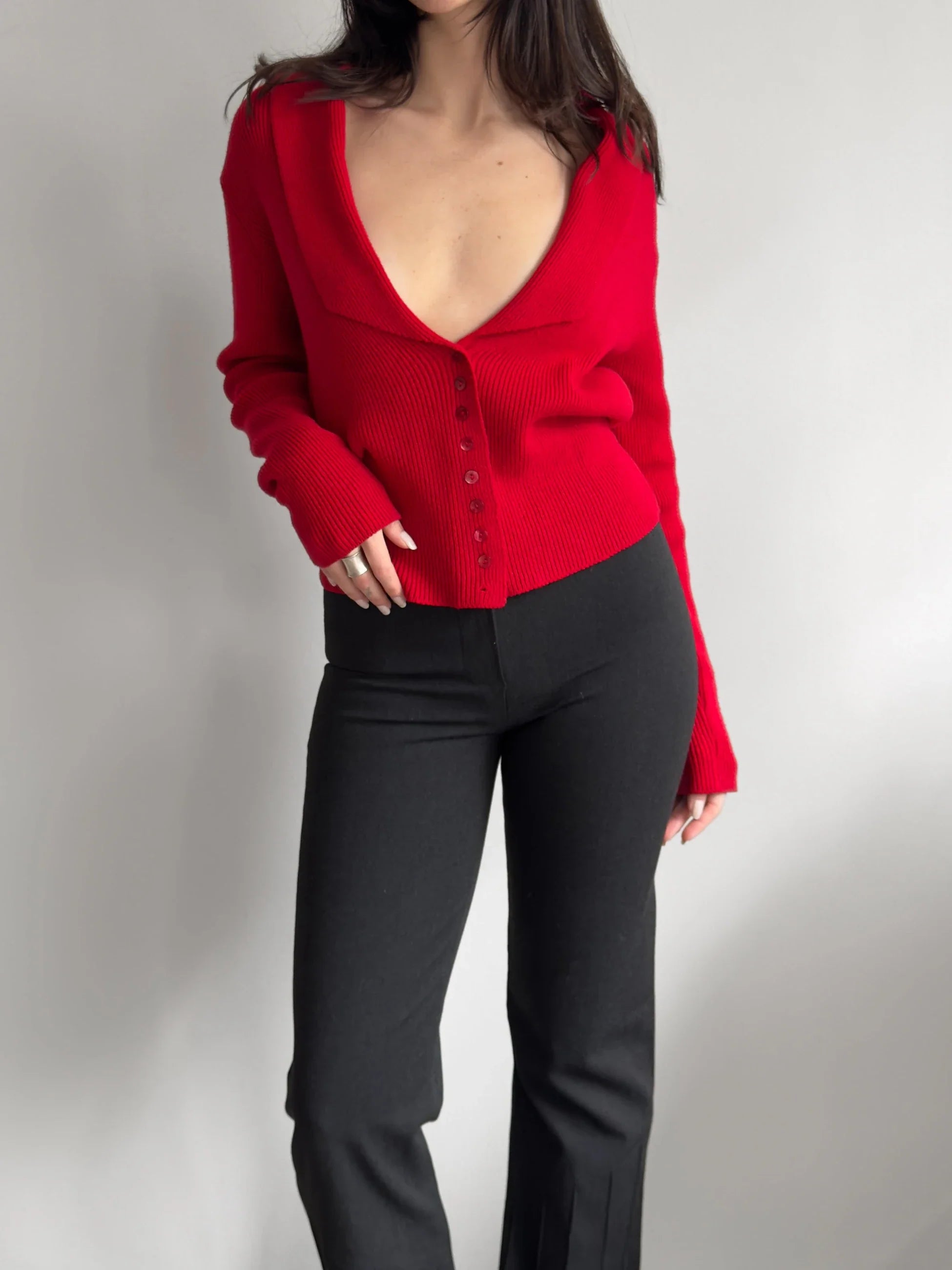 Red Knit Cardigan
