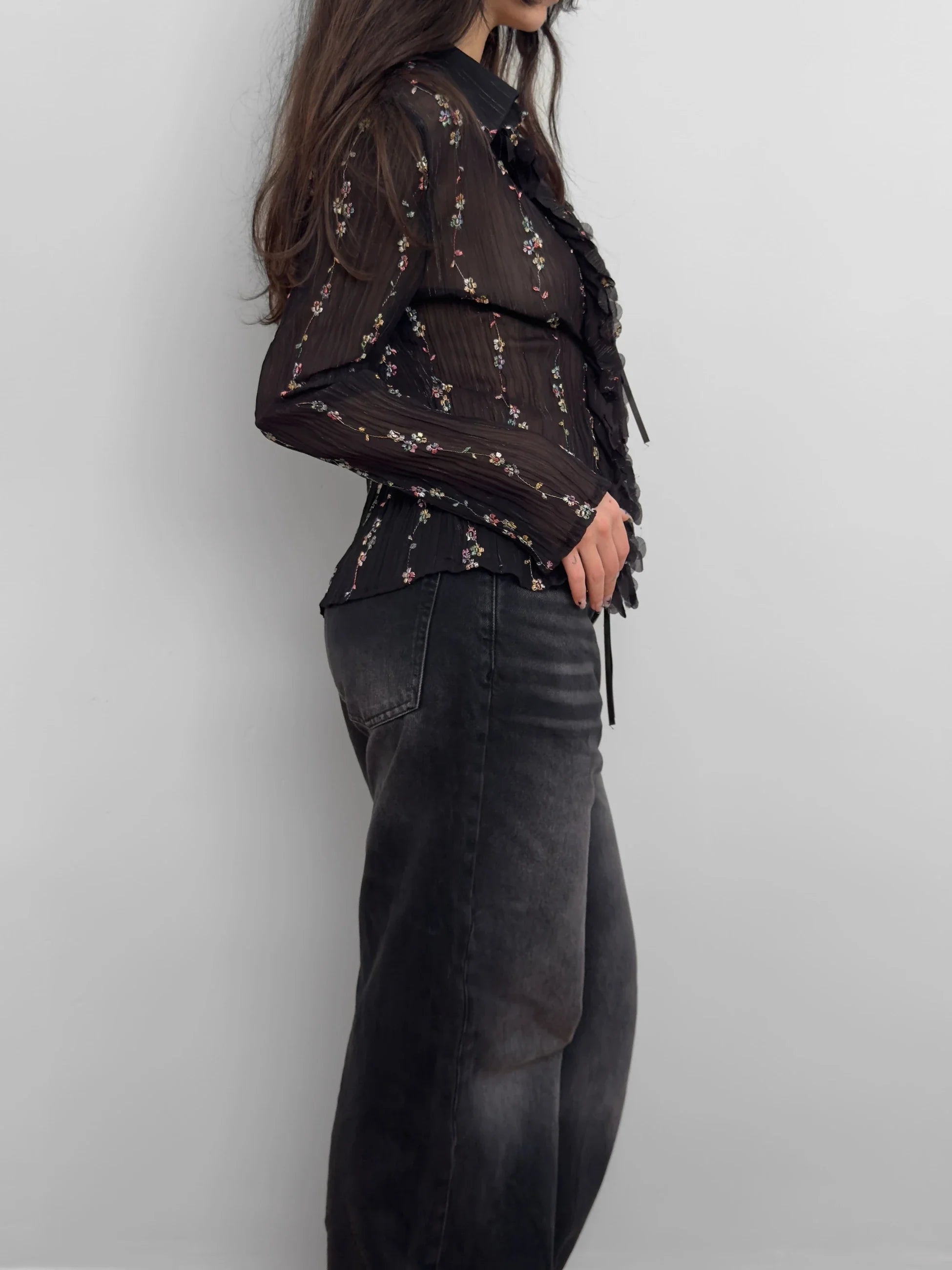 Embroidered Chiffon Shirt